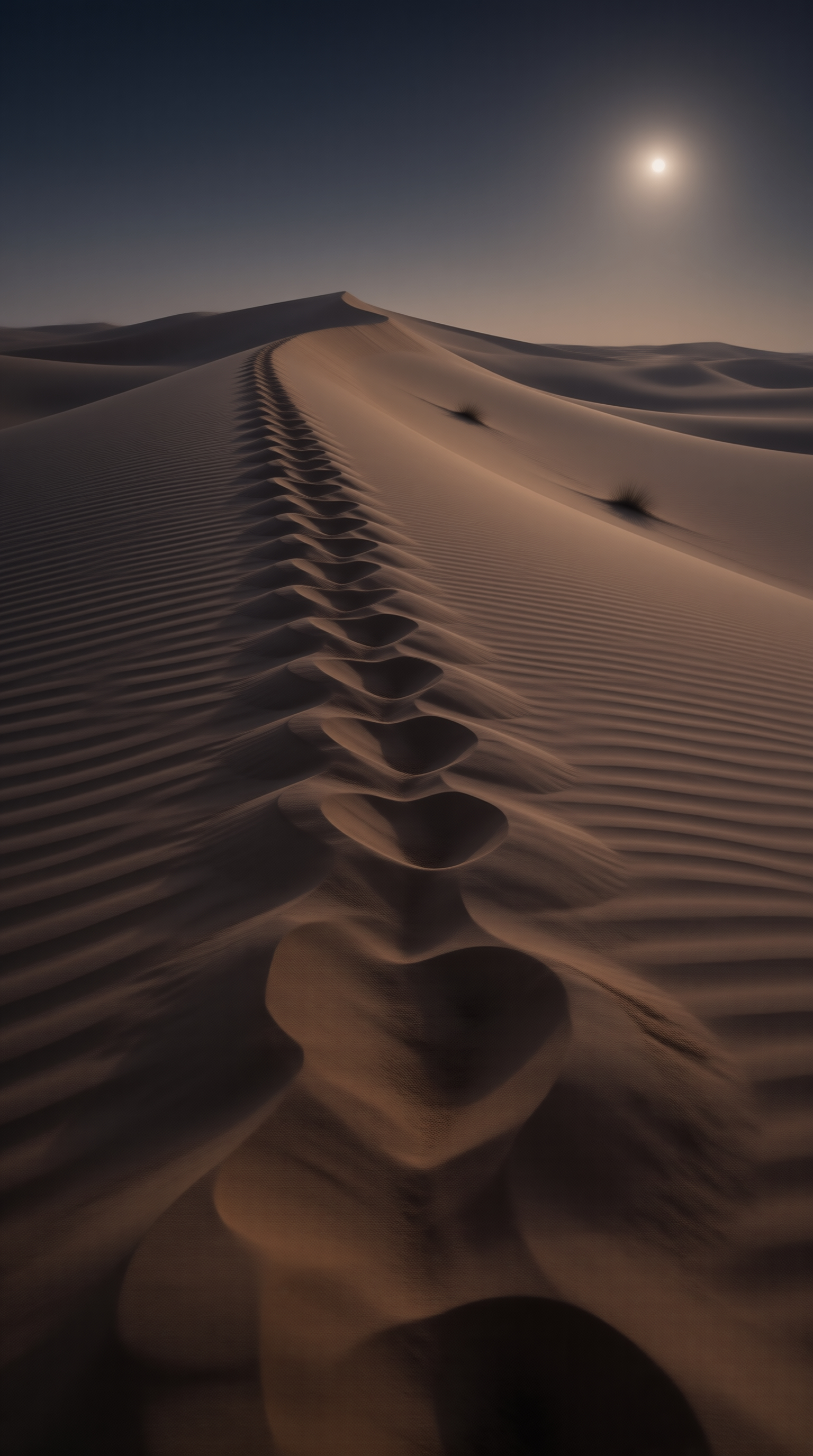 Moonlit Desert Footprints