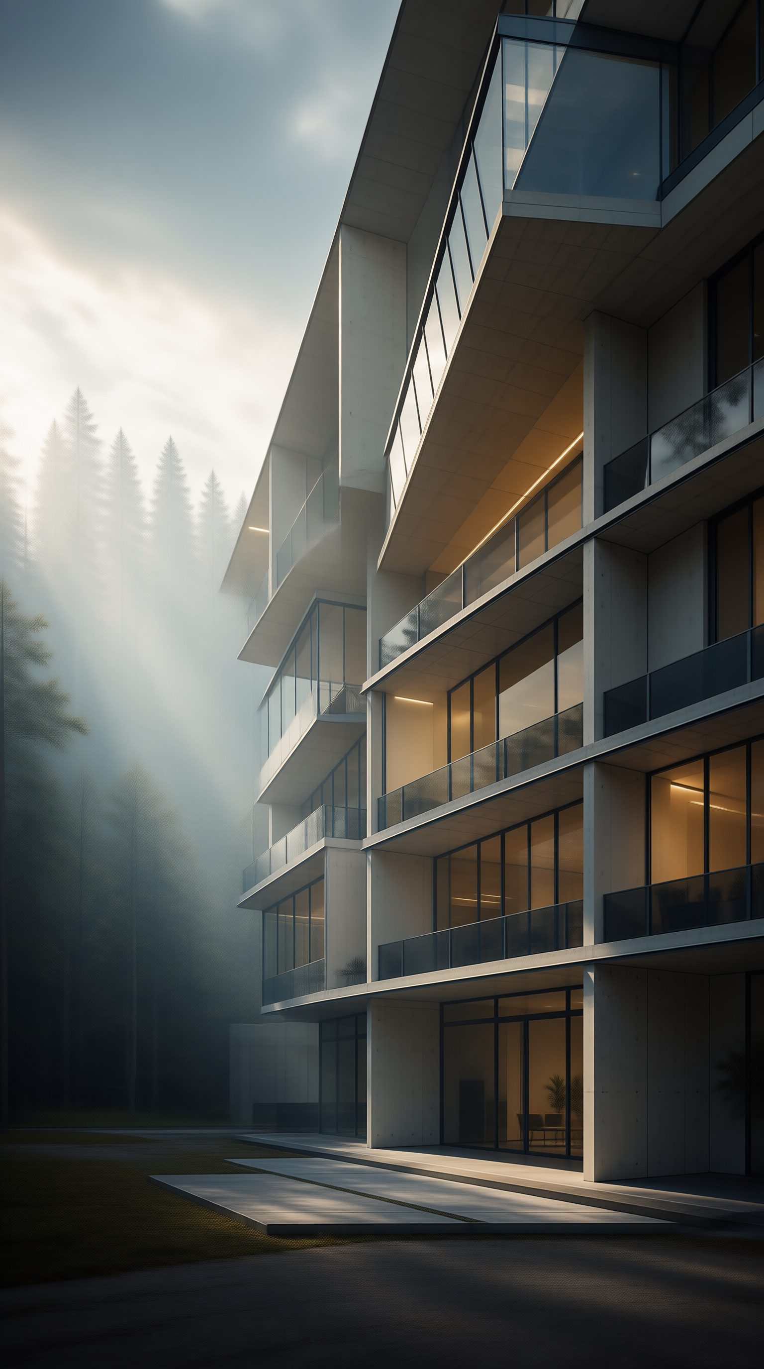 Modern Apartment Building in Forest