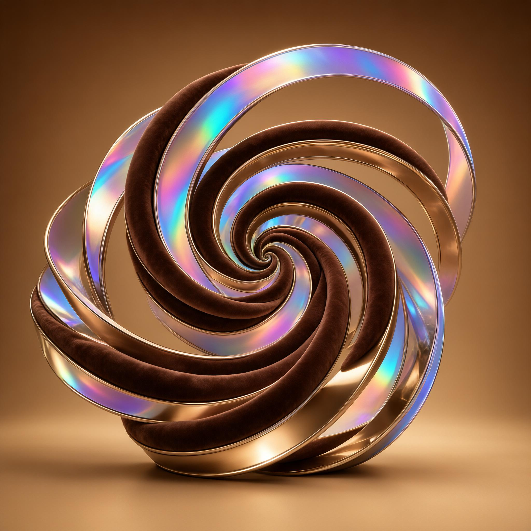 Spiral Form with Velvet and Gold