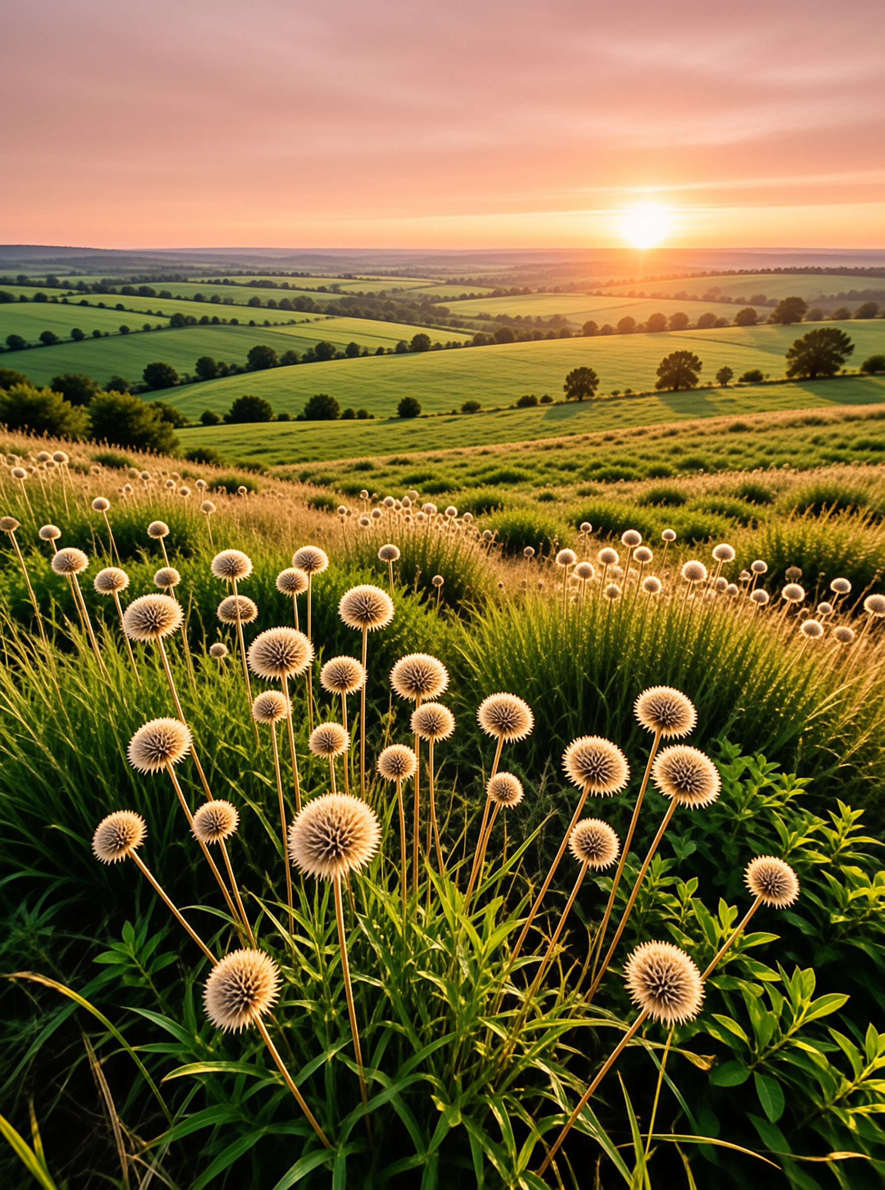 Sunset Over Rolling Farmland