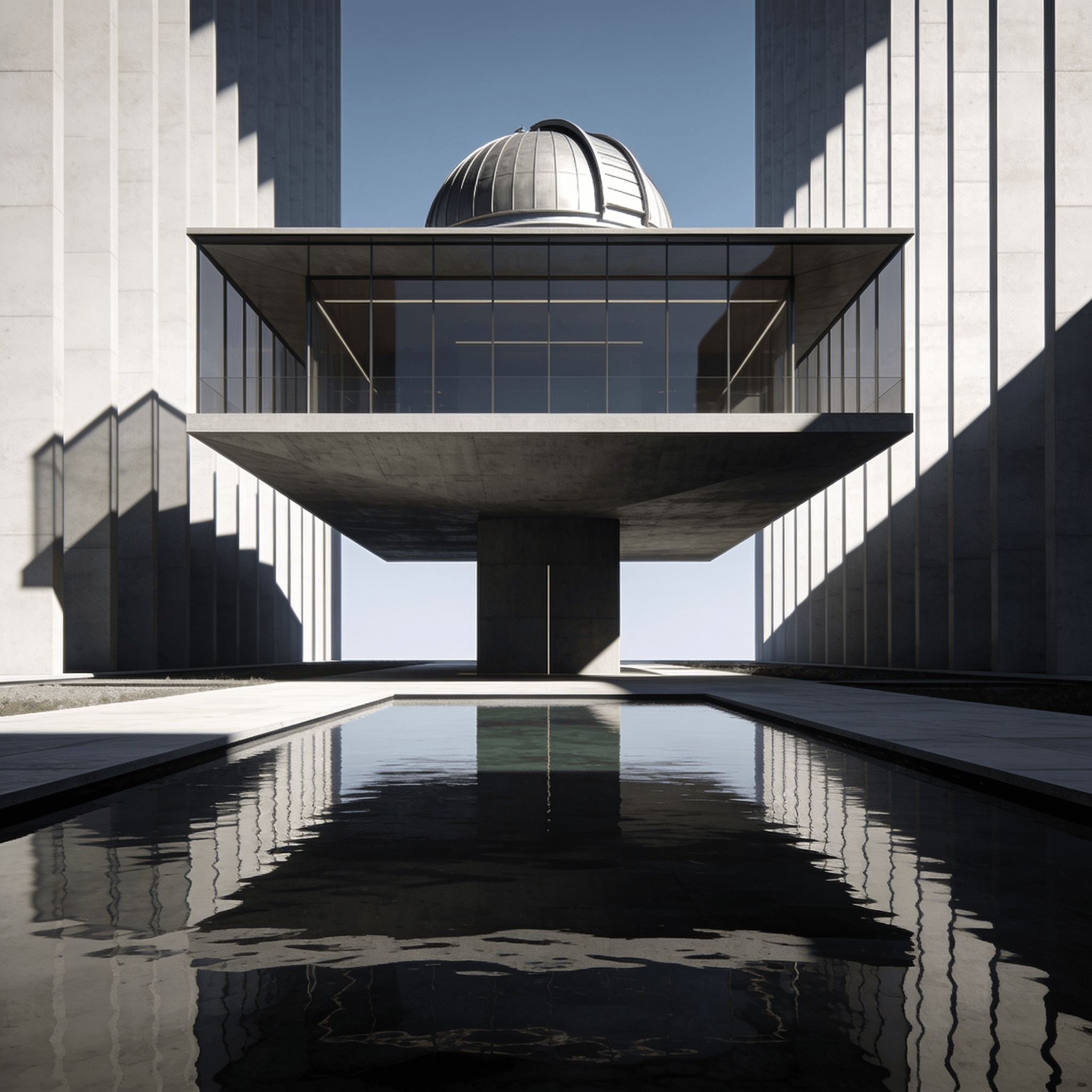 Observatory with Floating Cantilever — Reflecting Pool