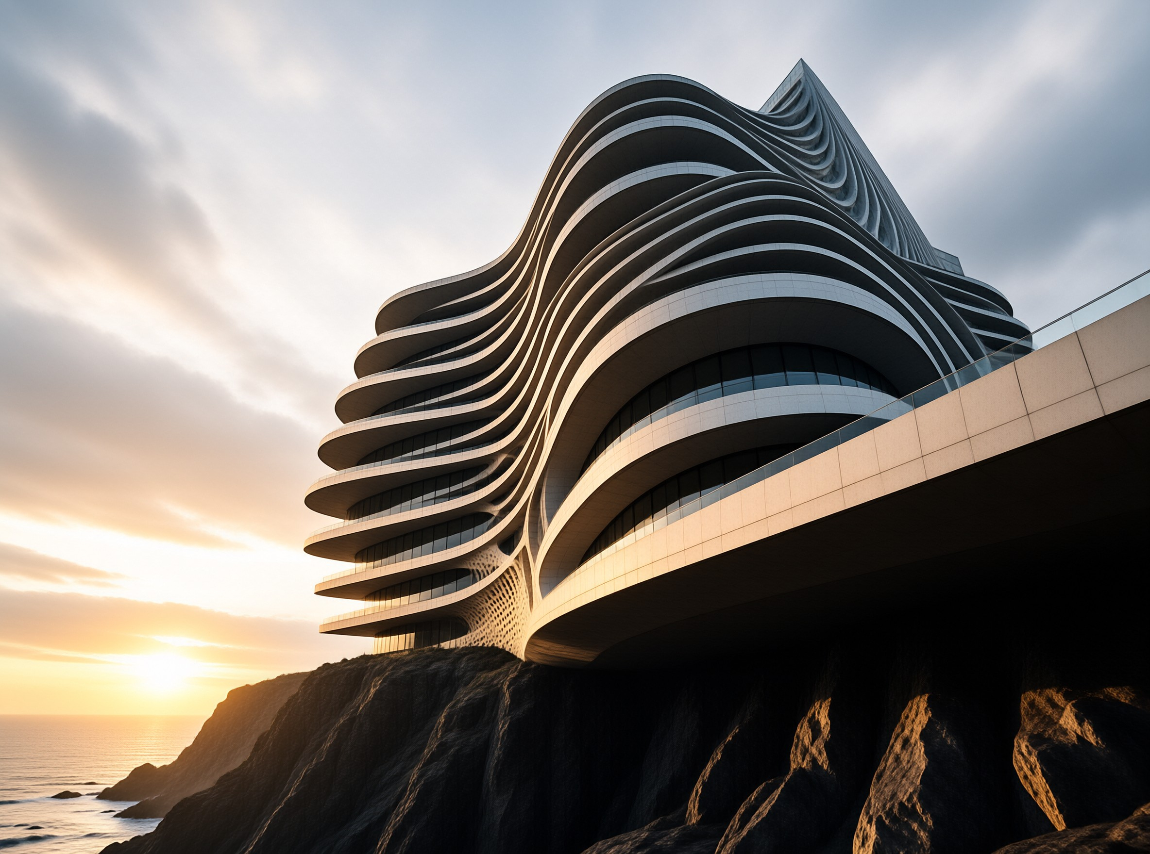 Wave-Shaped Coastal Tower