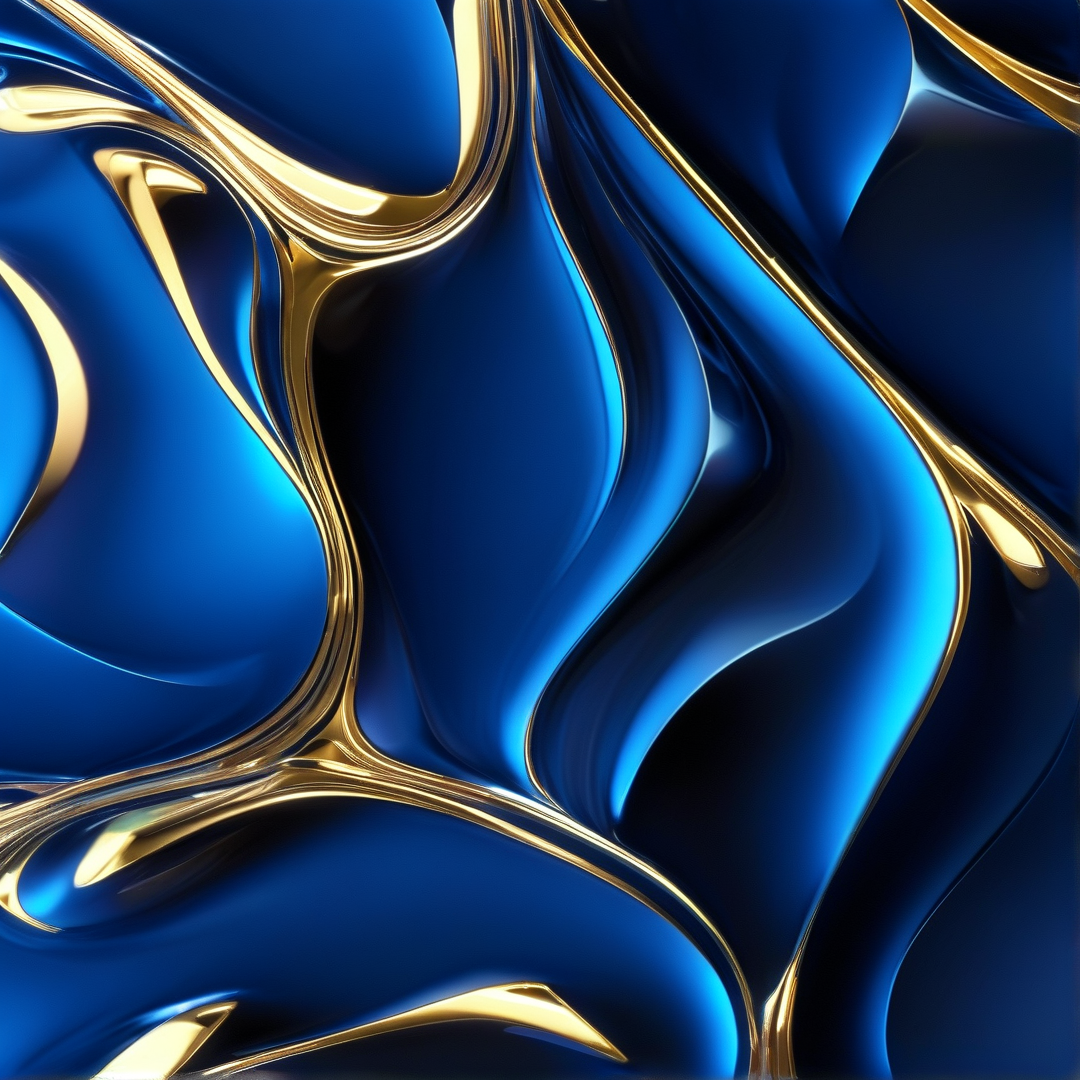 Abstract Blue and Gold Fluid