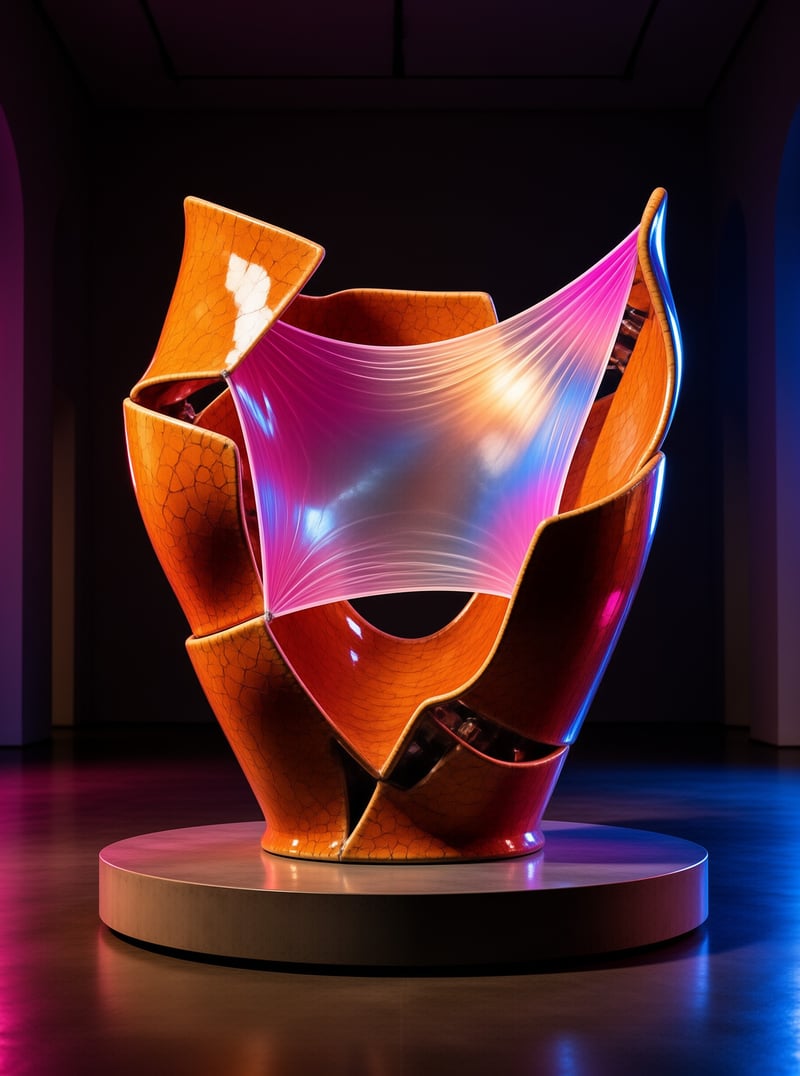 Abstract Sculpture with Vibrant Membrane