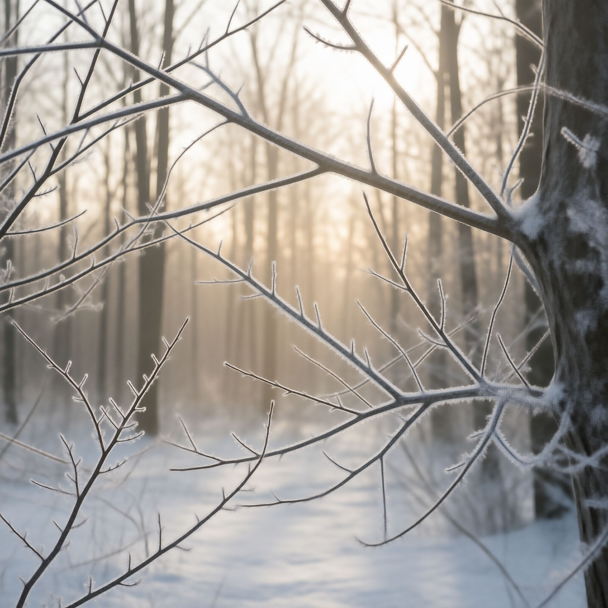 Frosted Branches in Sunlight