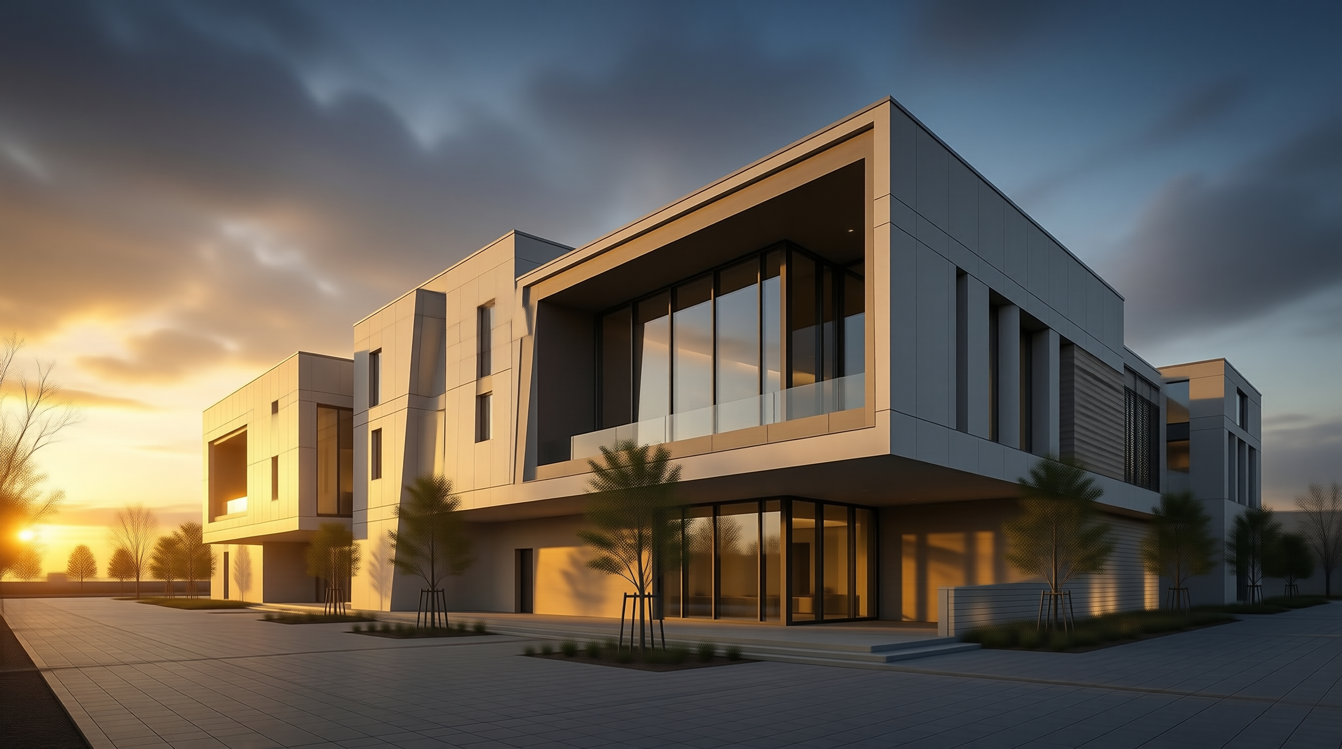 Modern Architecture at Sunset