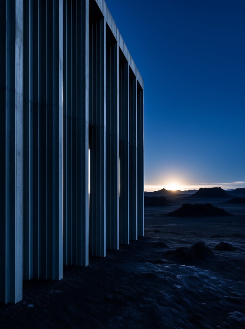 Modern Structure in Desert Dusk