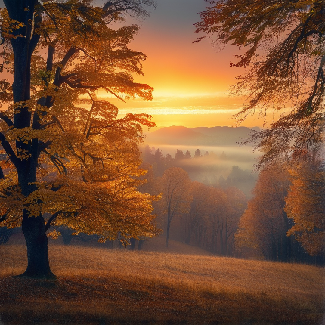 Autumn Sunrise Landscape