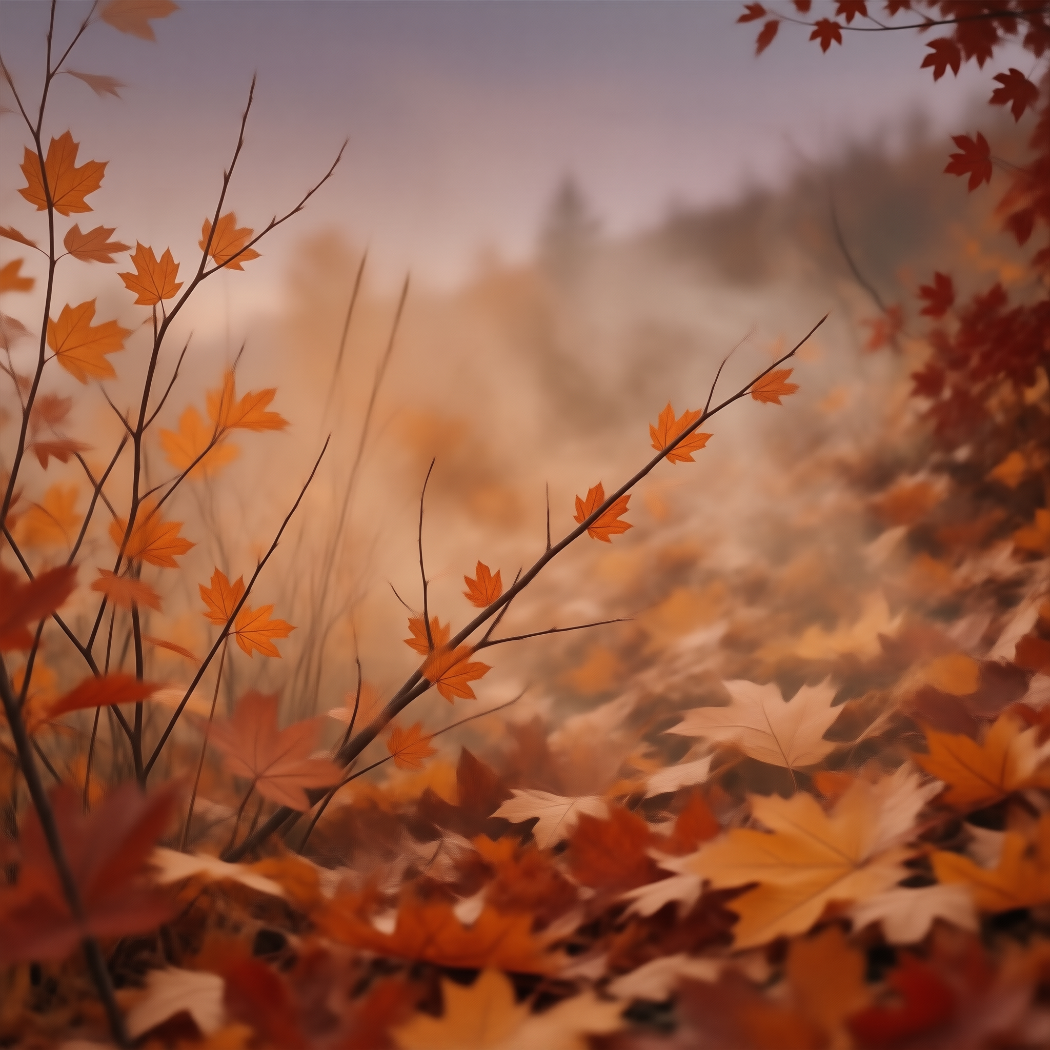 Misty Autumn Leaves