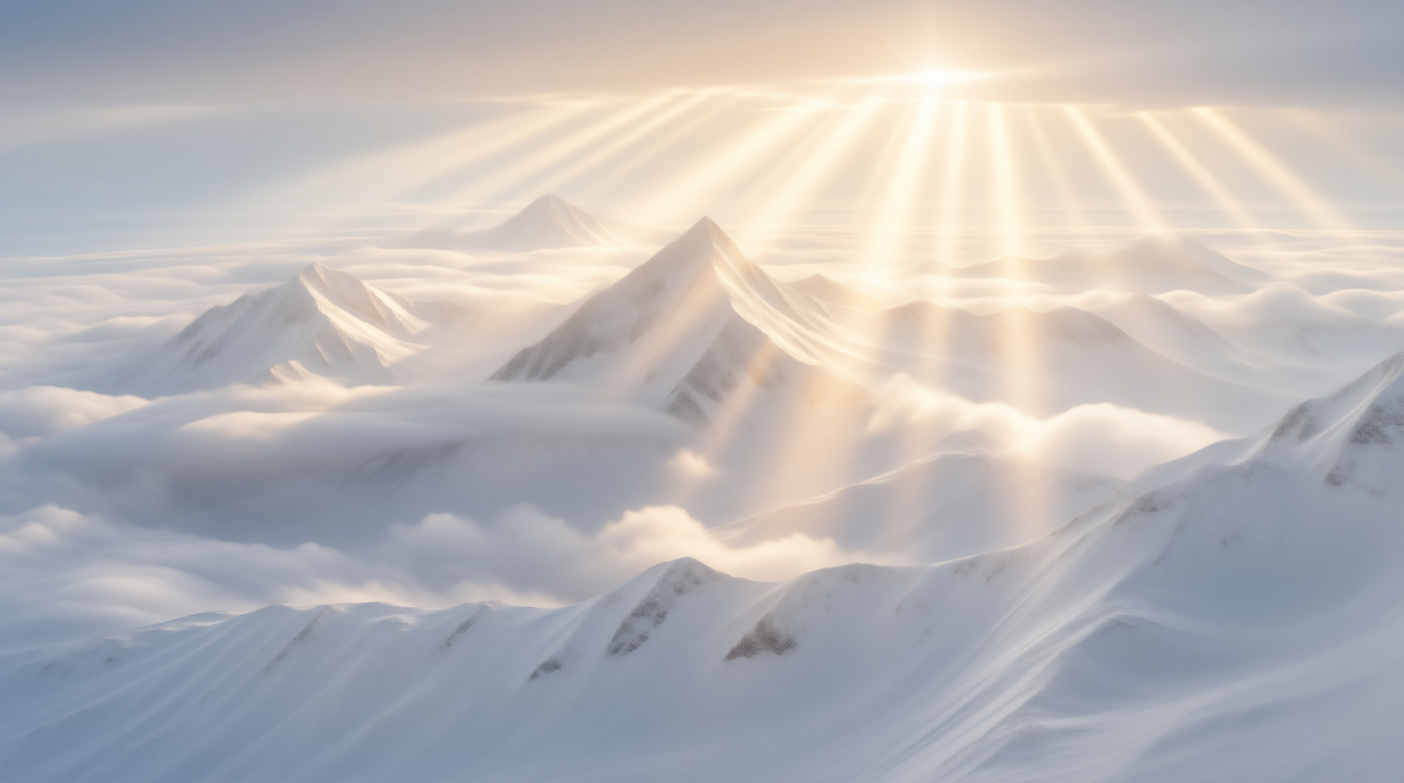 Sunlight Over Snowy Peaks