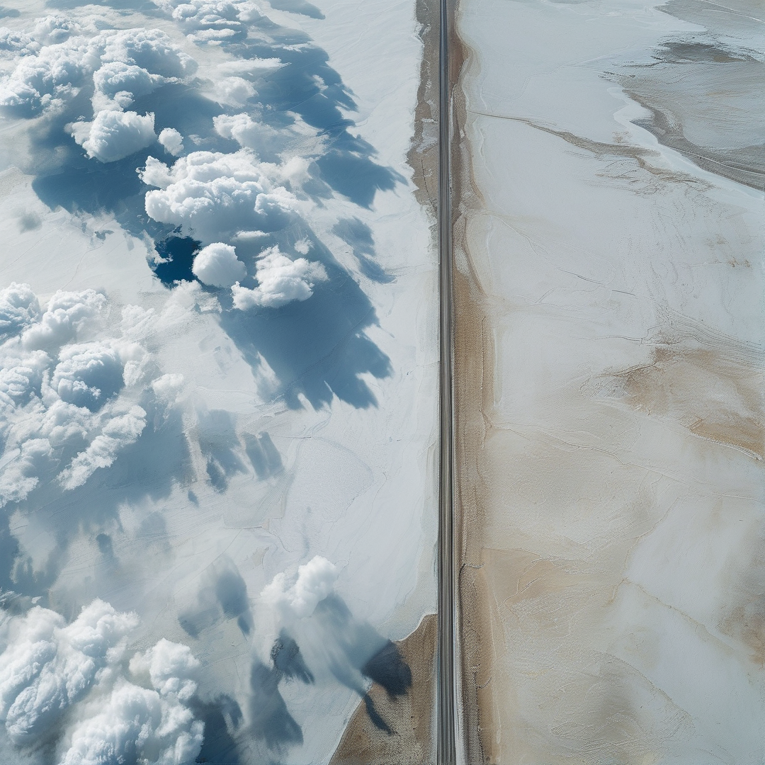 Aerial View of Clouds and Road