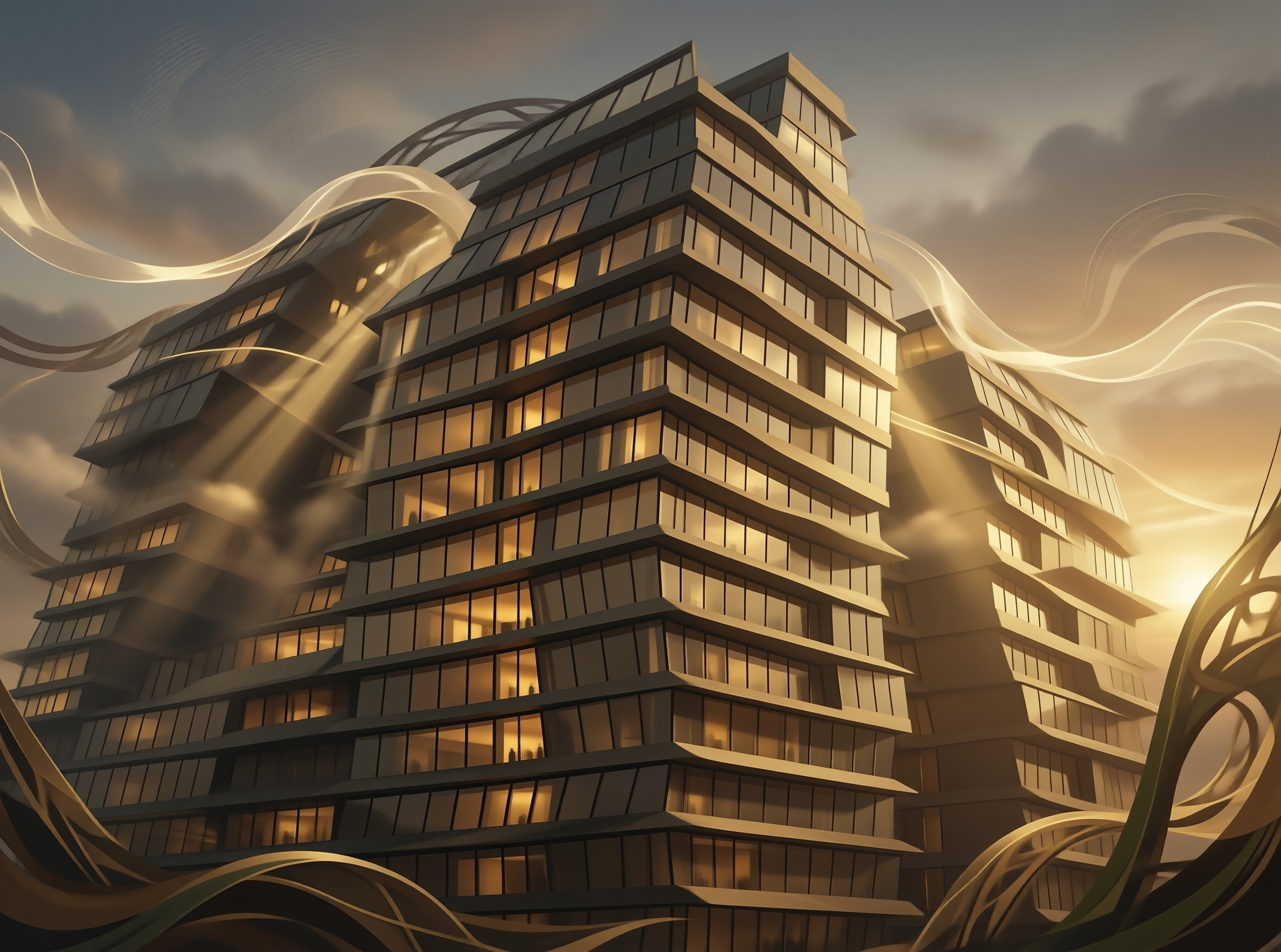 Glass Tower in Golden Light