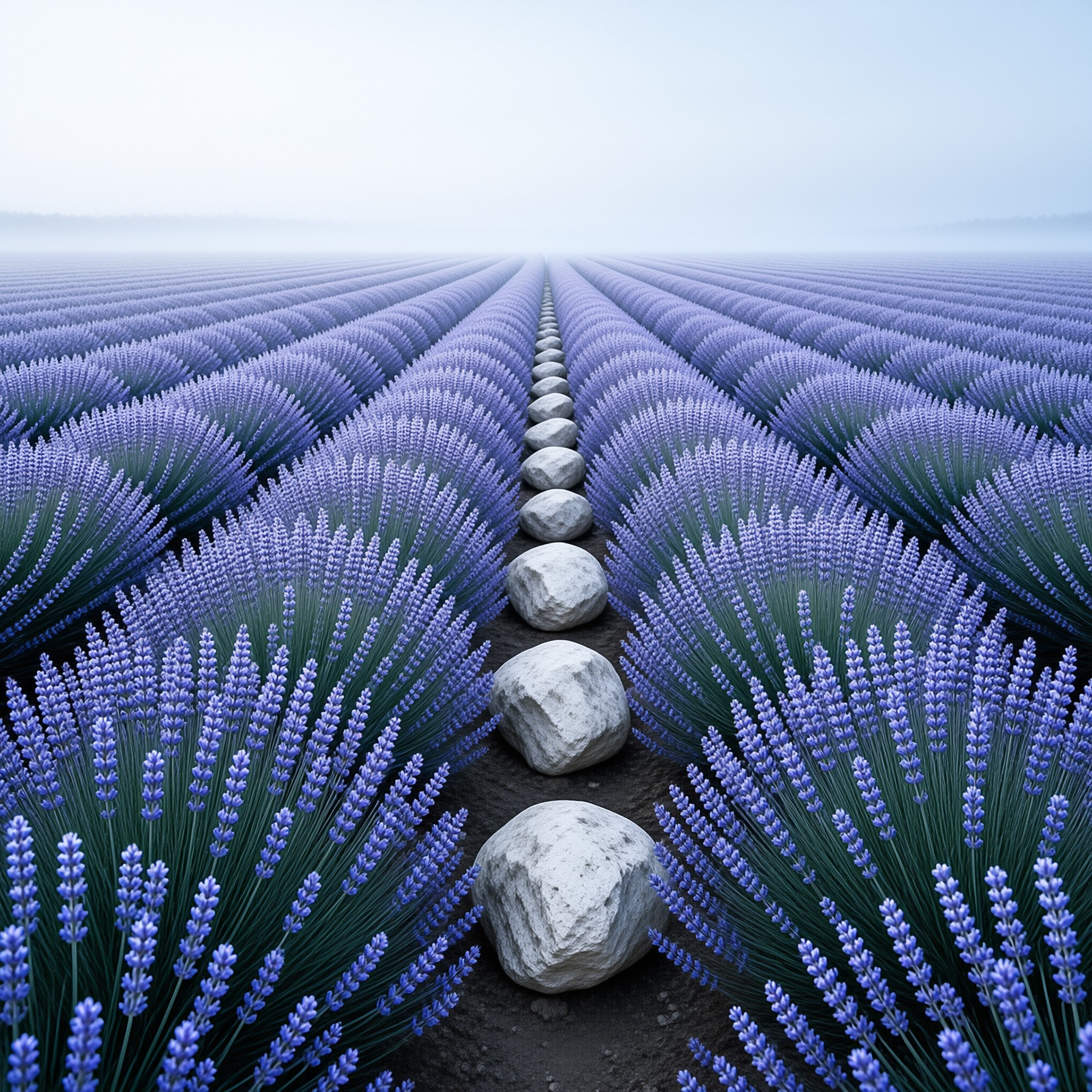 Lavender Field Stone Path