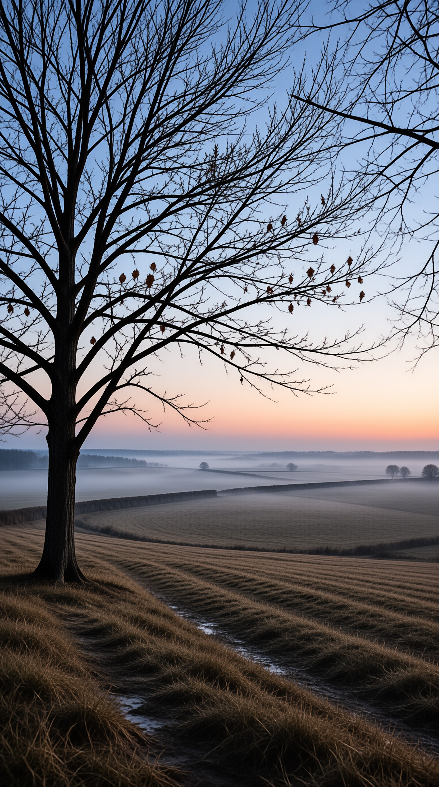 Misty Landscape with Bare Tree