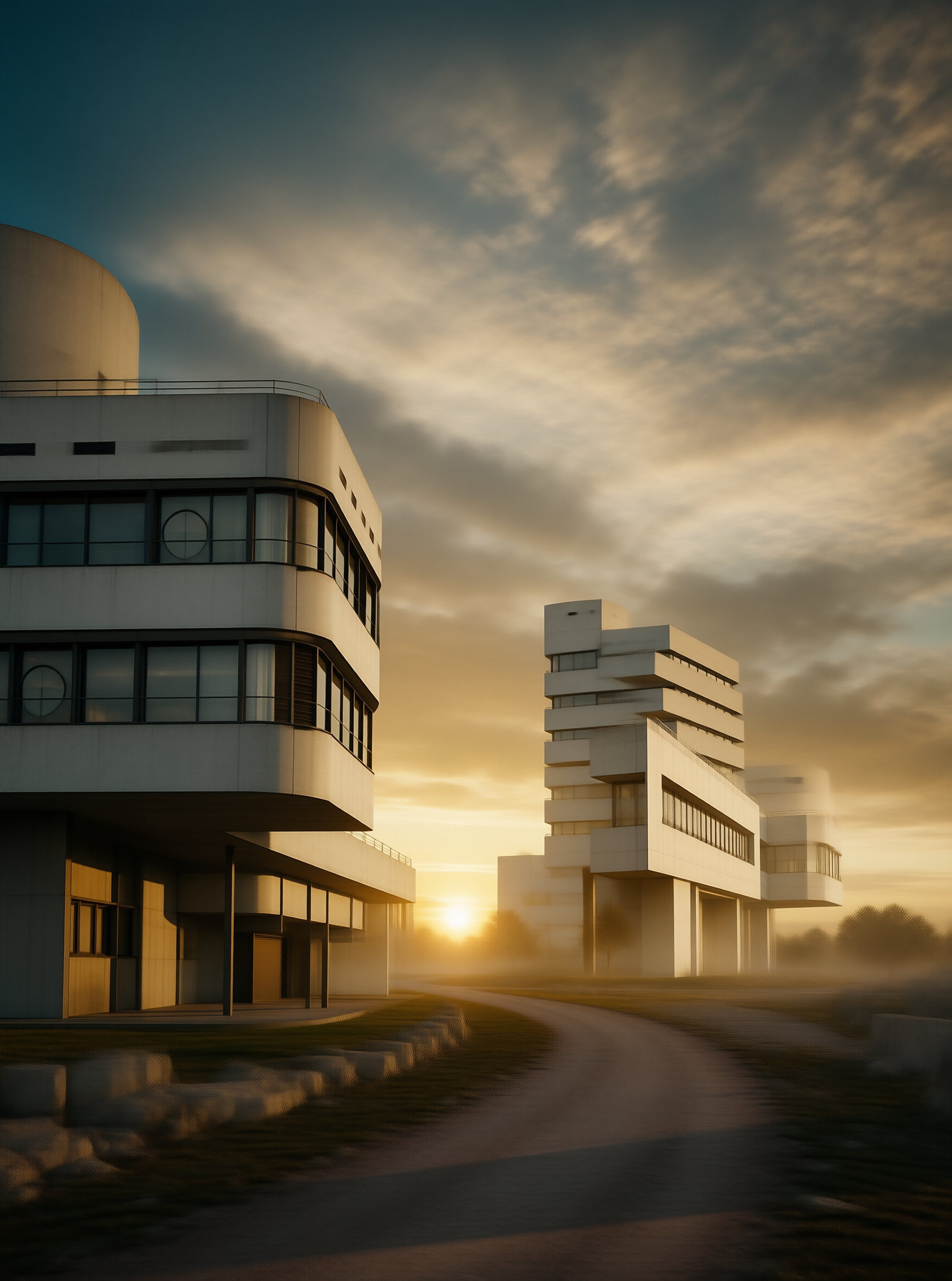 Modern Architecture at Sunset