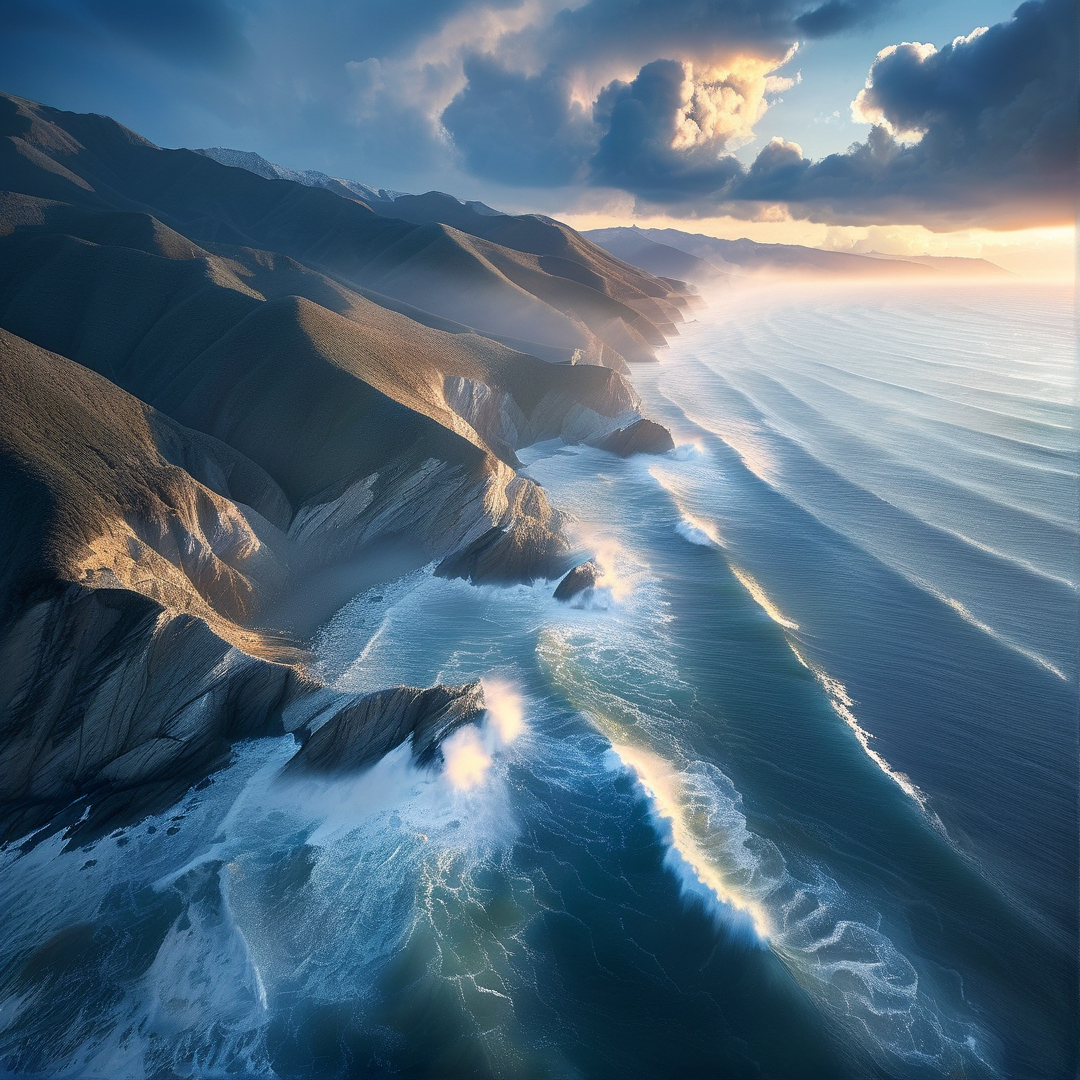 Dramatic Sunlit Coastline