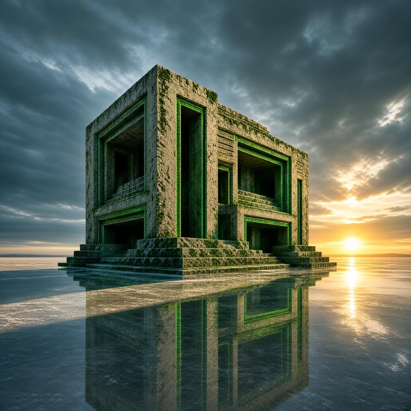 Stone Structure at Sunset