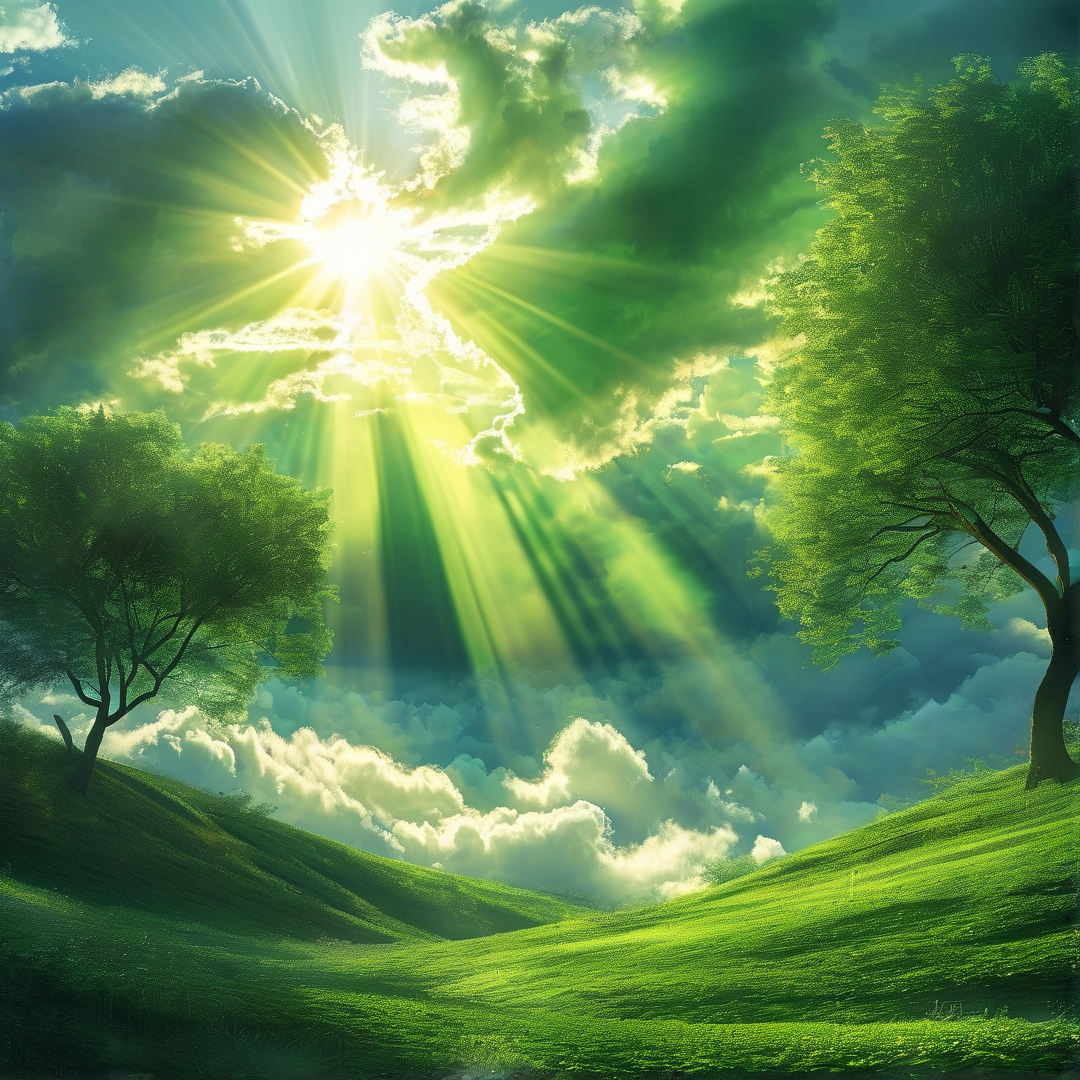 Sunbeams Over Green Hills