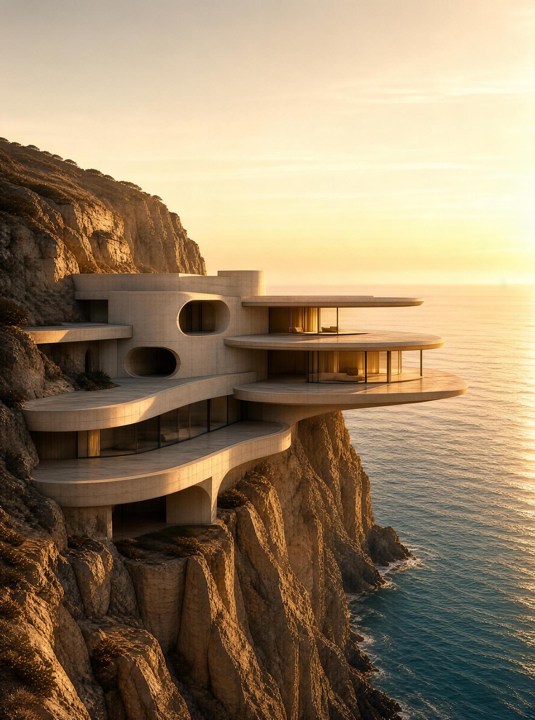 Cliffside Villa at Sunset