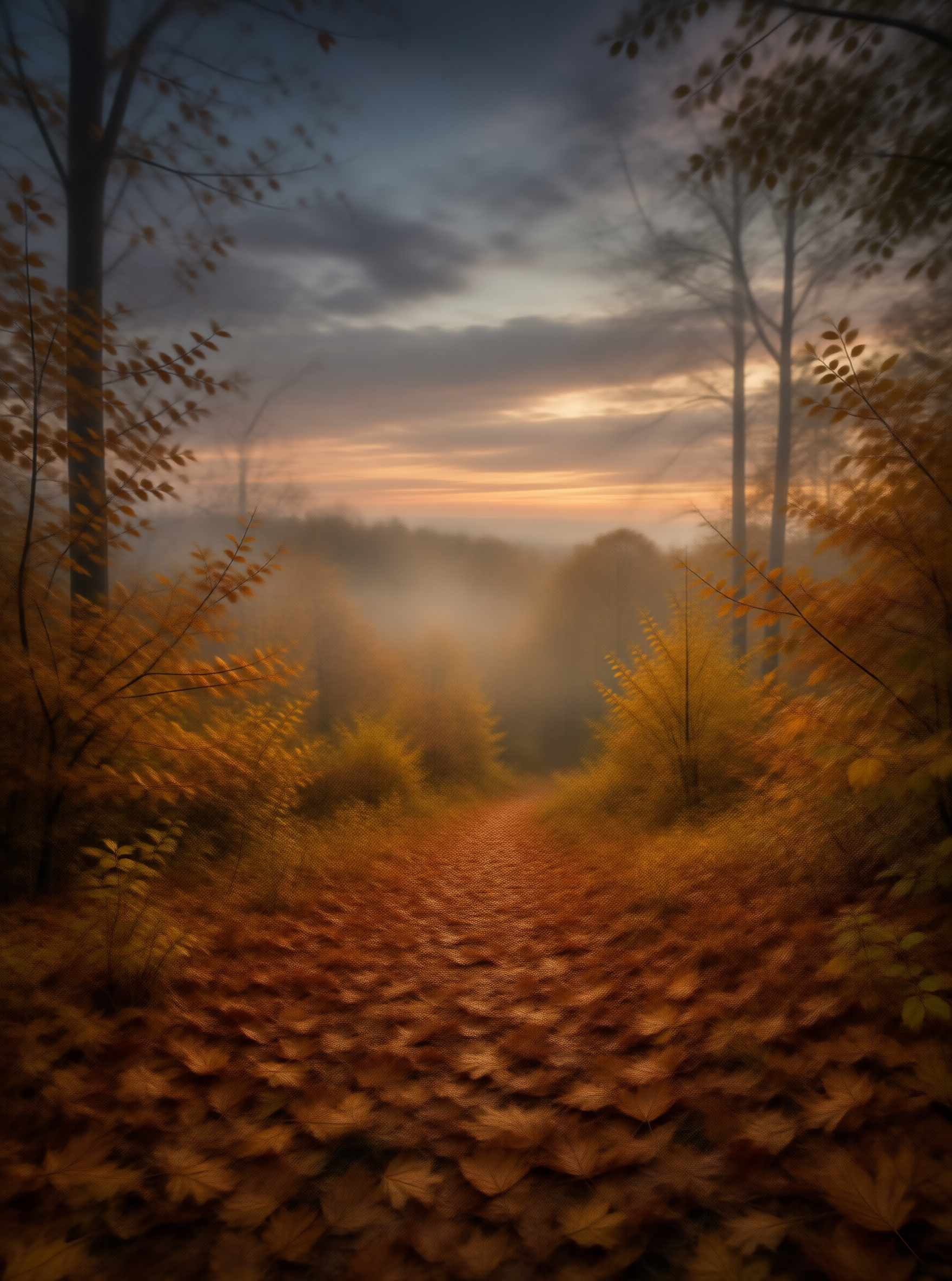 Misty Autumn Forest Path