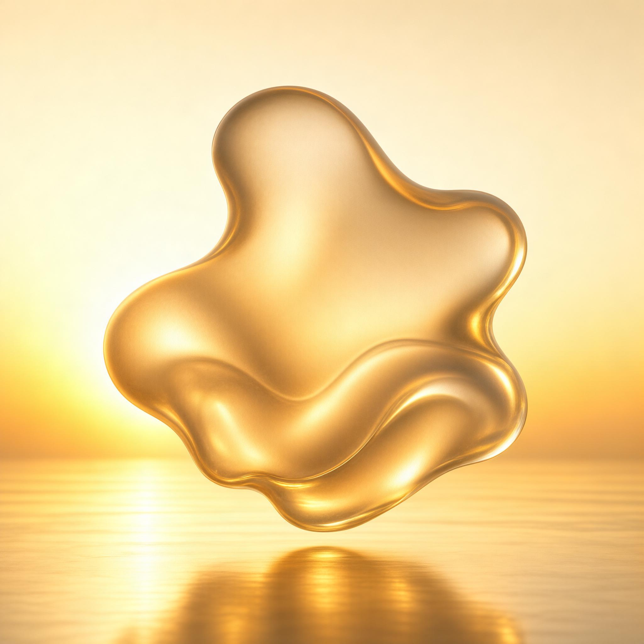 Golden Liquid Blob at Sunset