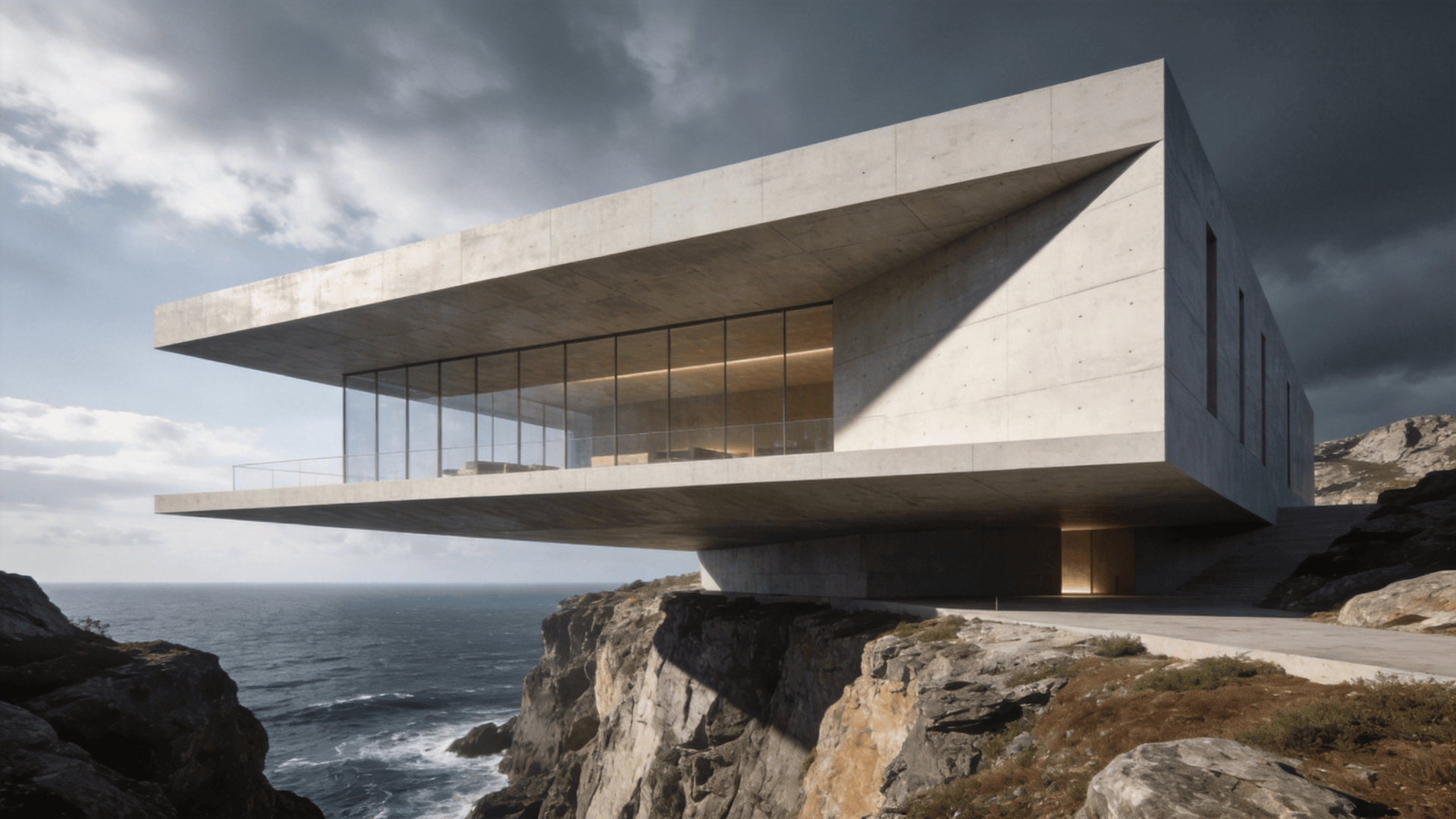 Museum with Floating Cantilever — Coastal Cliff
