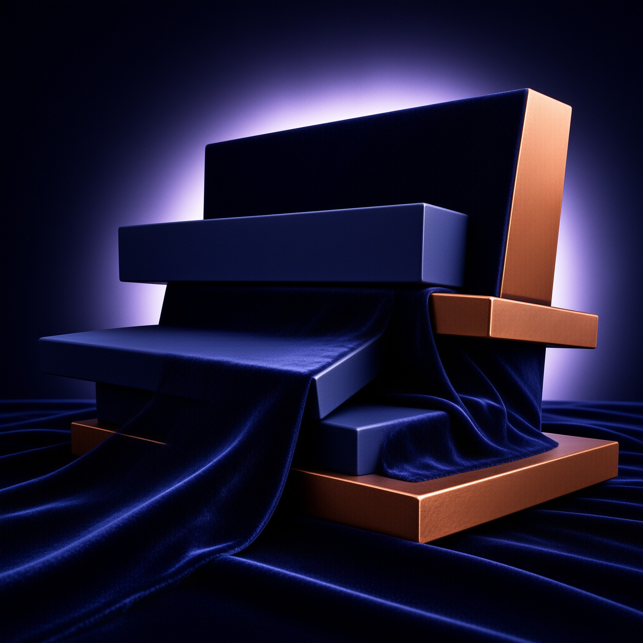 Abstract Blue Velvet Chair