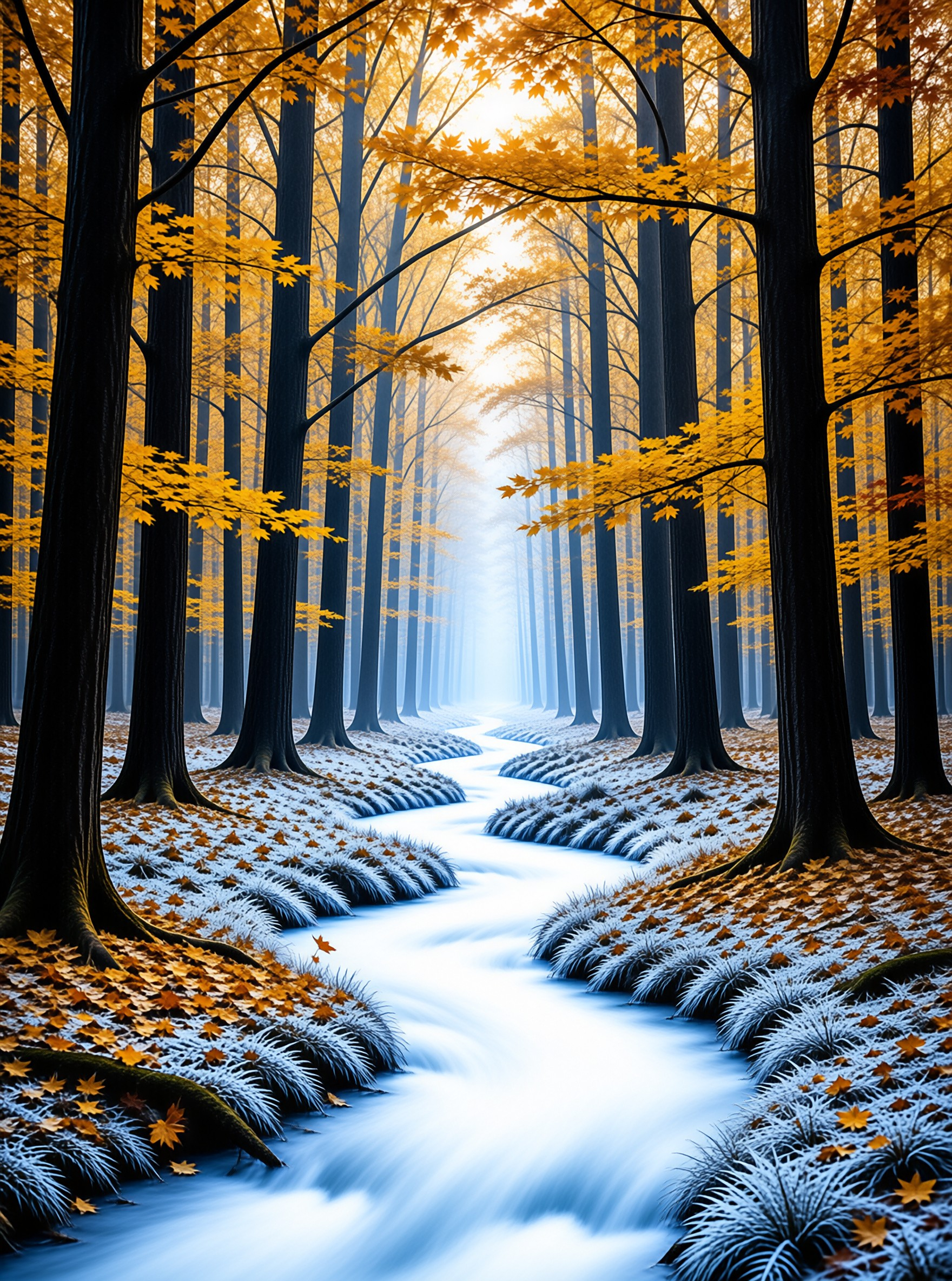Misty Autumn Forest River
