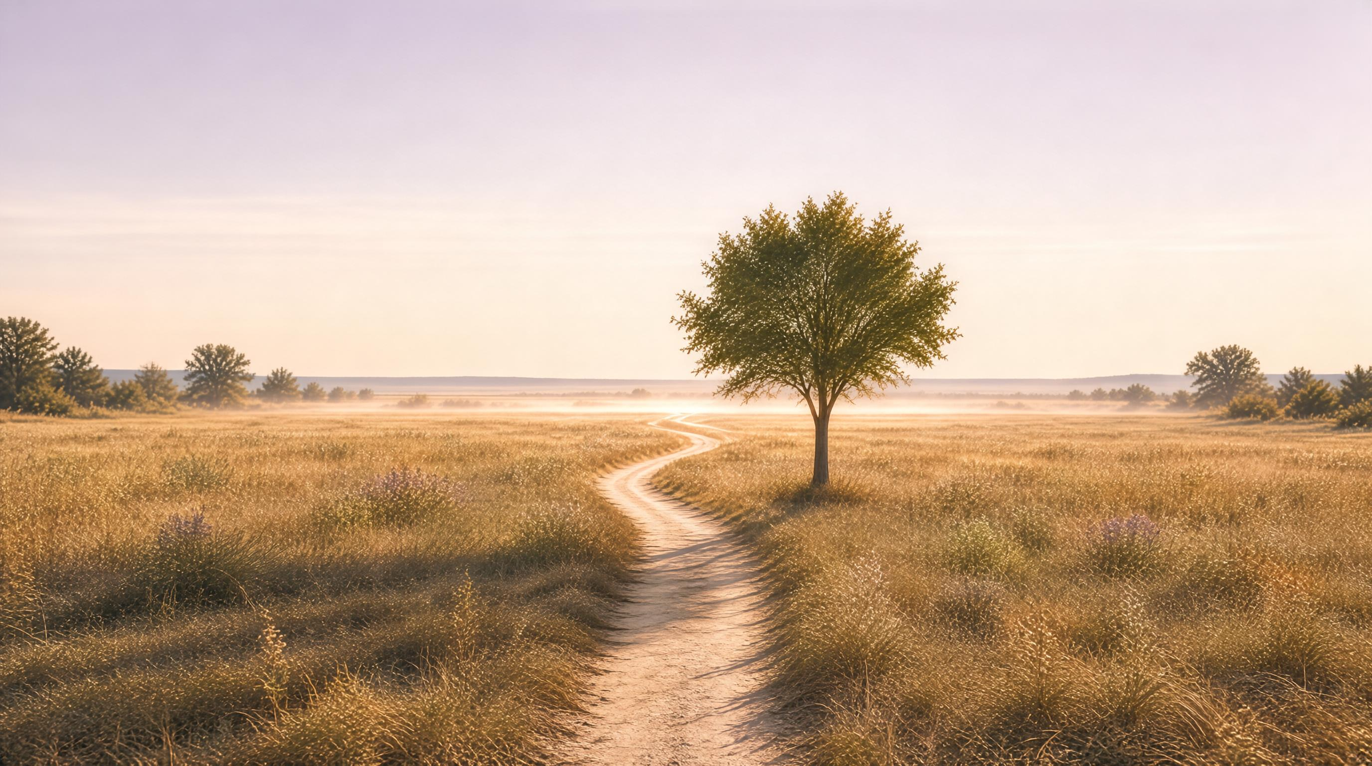 Solitary Tree on Winding Path