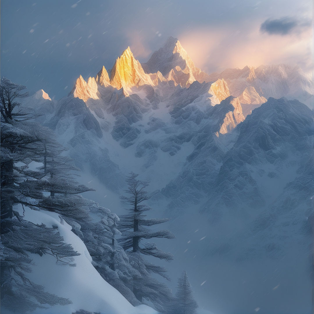 Snowy Peaks at Golden Hour