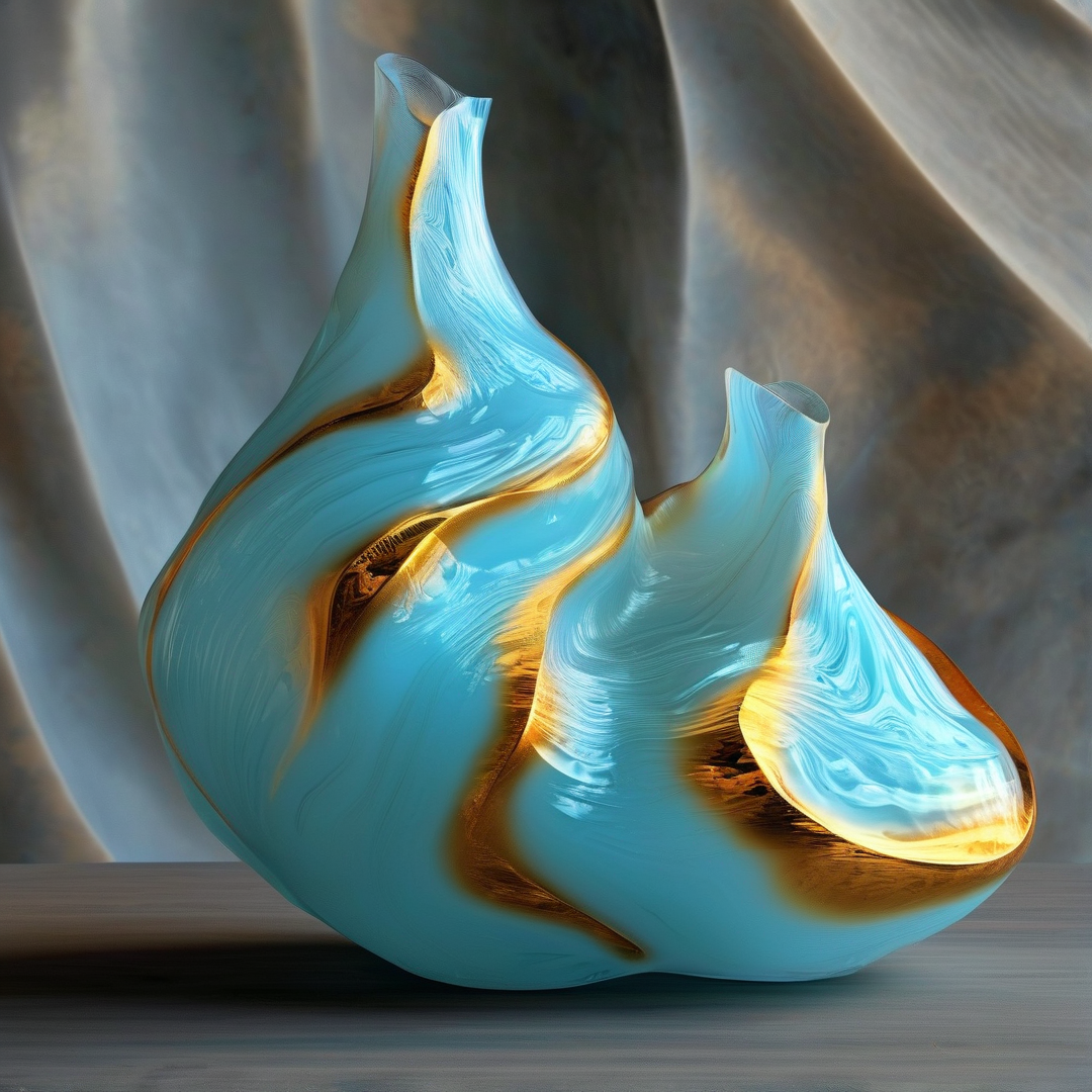 Blue and Gold Glass Sculpture