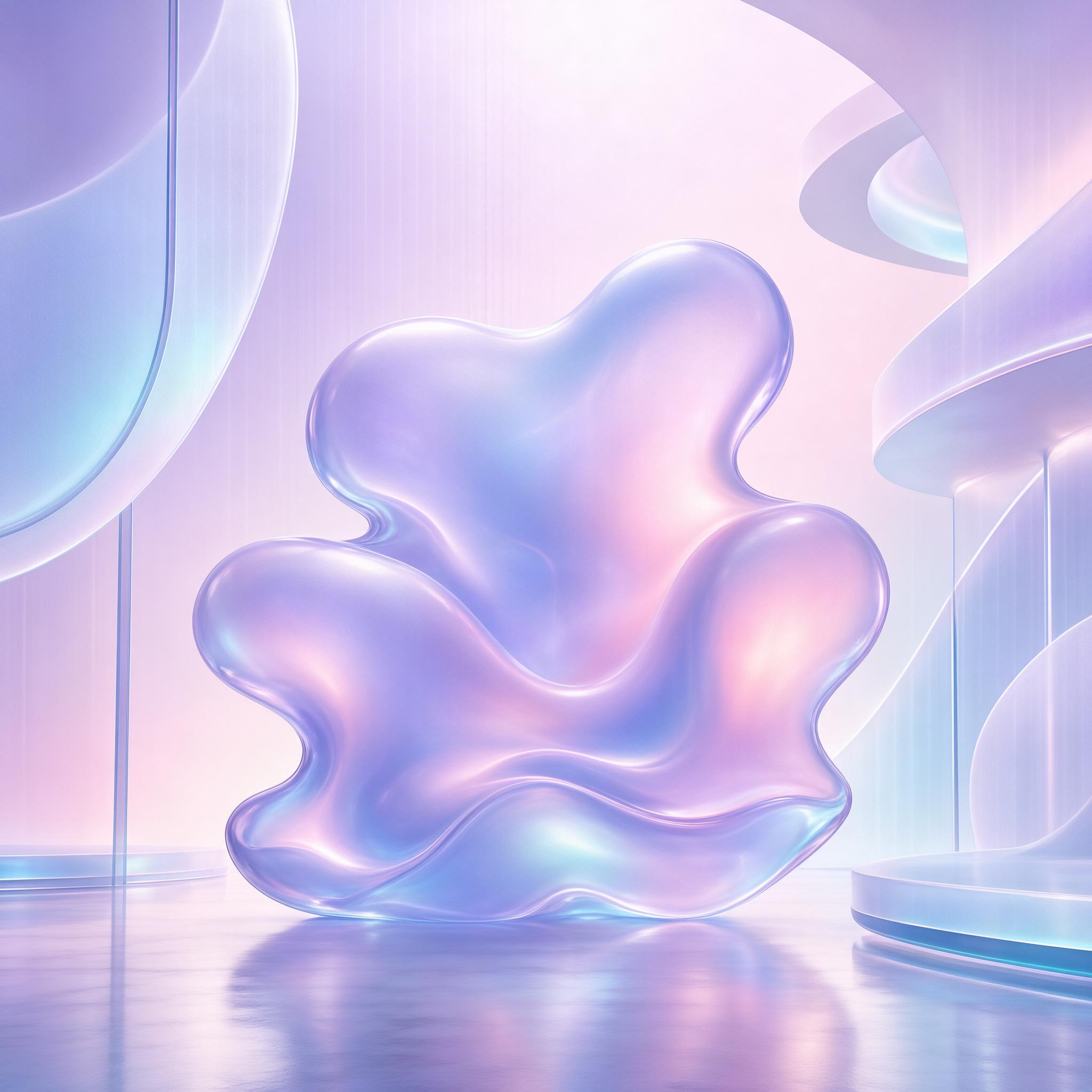 Abstract Fluid Sculpture in Pastel Space