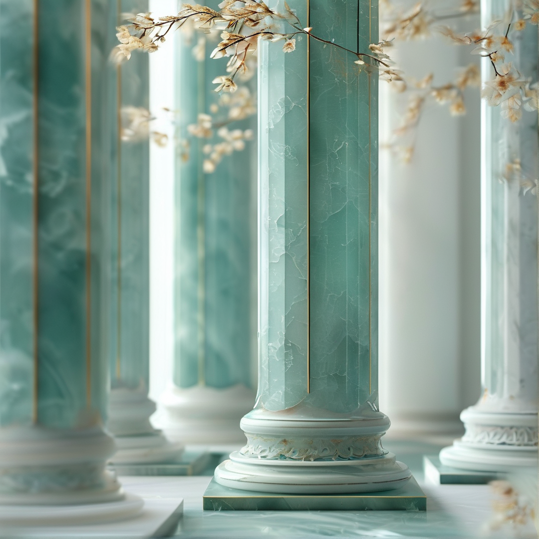 Turquoise Columns with Gold