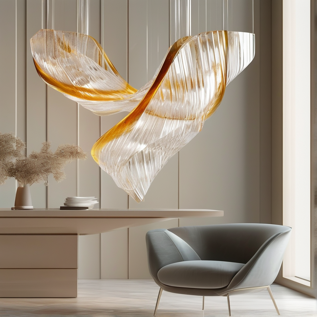 Sculptural Amber Pendant Light