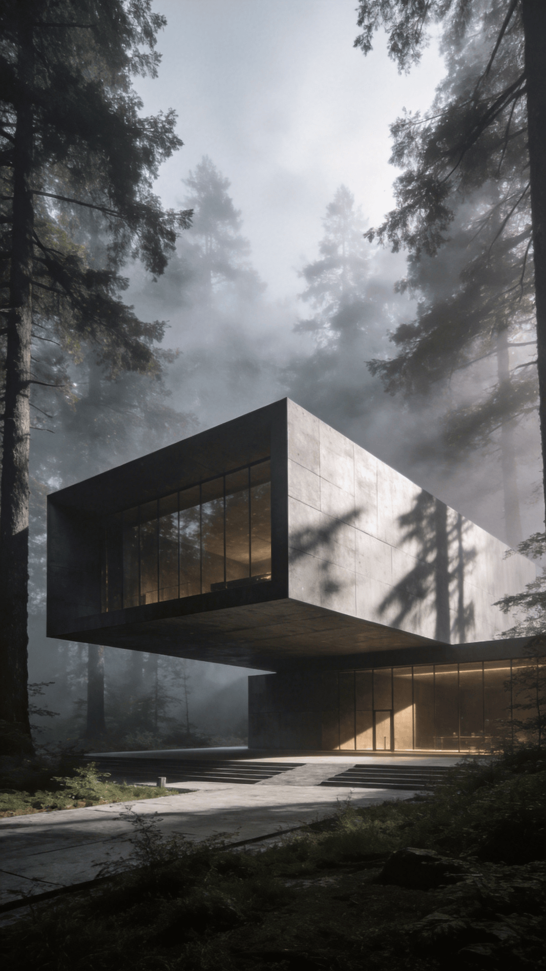 Museum with Floating Cantilever — Misty Forest