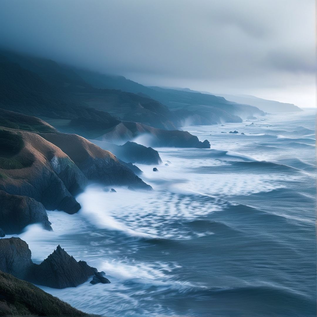 Misty Coastal Cliffs