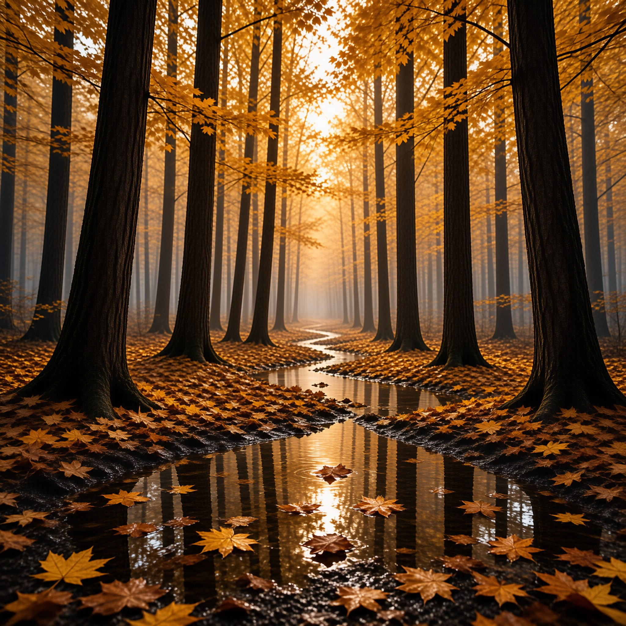Golden Autumn Forest Path