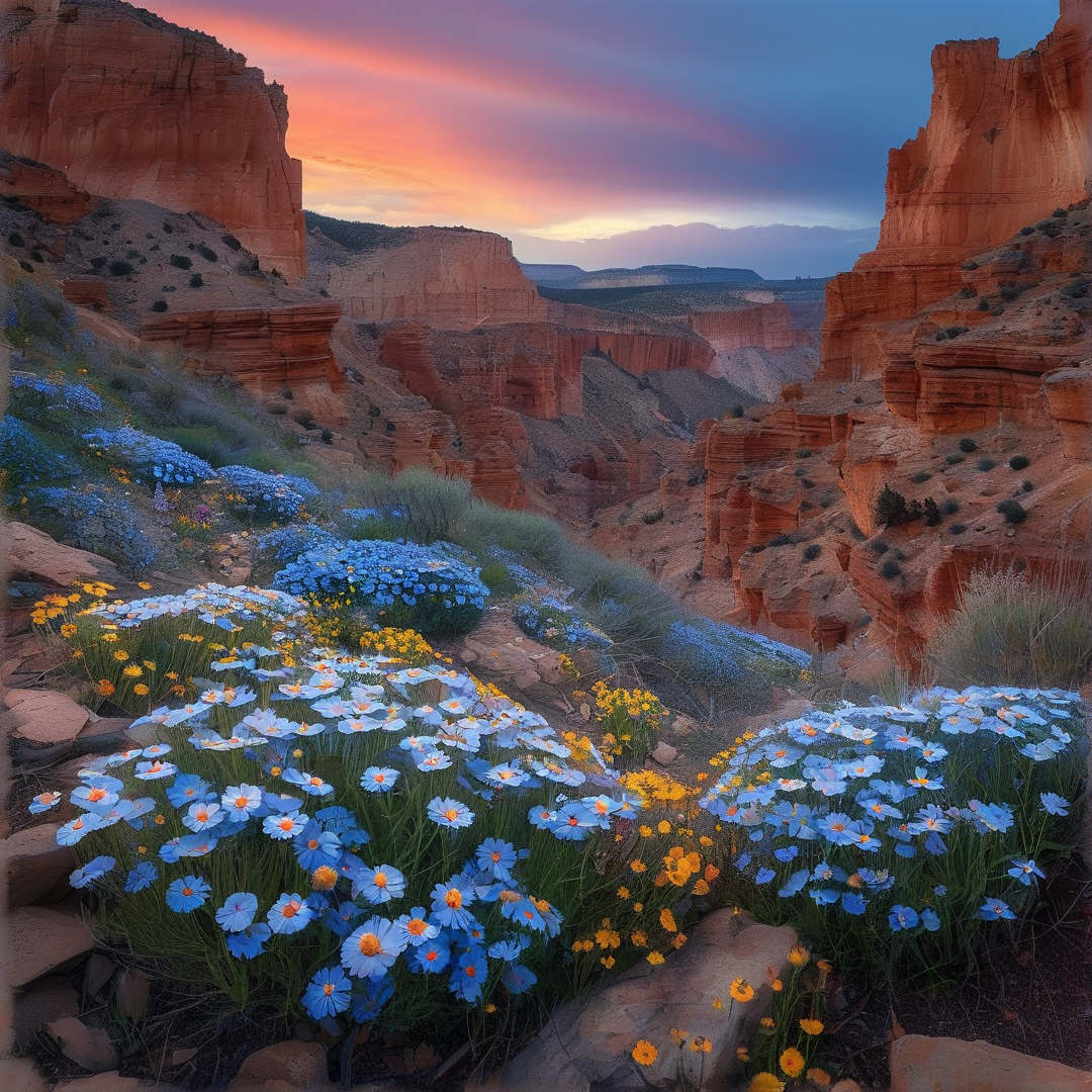Canyon Wildflowers at Sunset