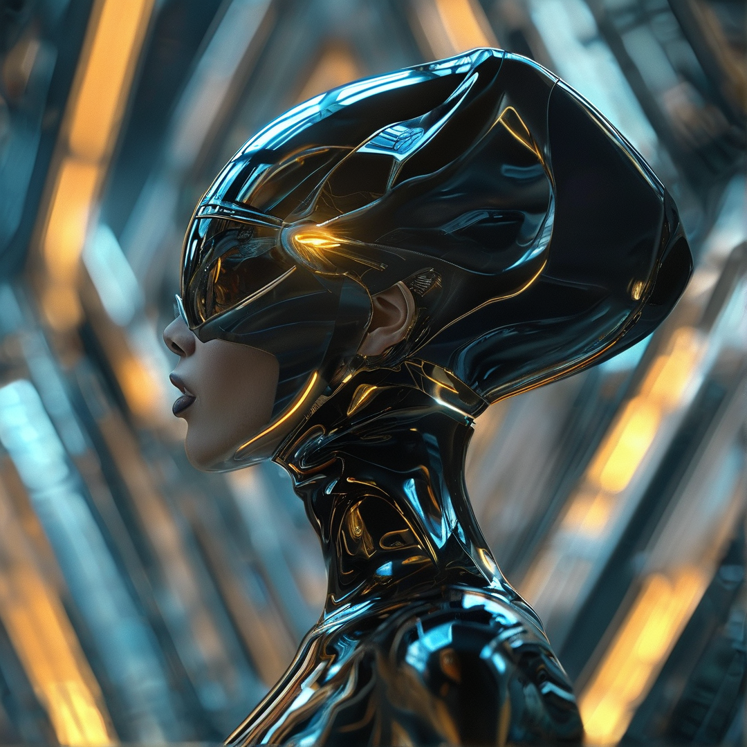 Futuristic Chrome Cyborg