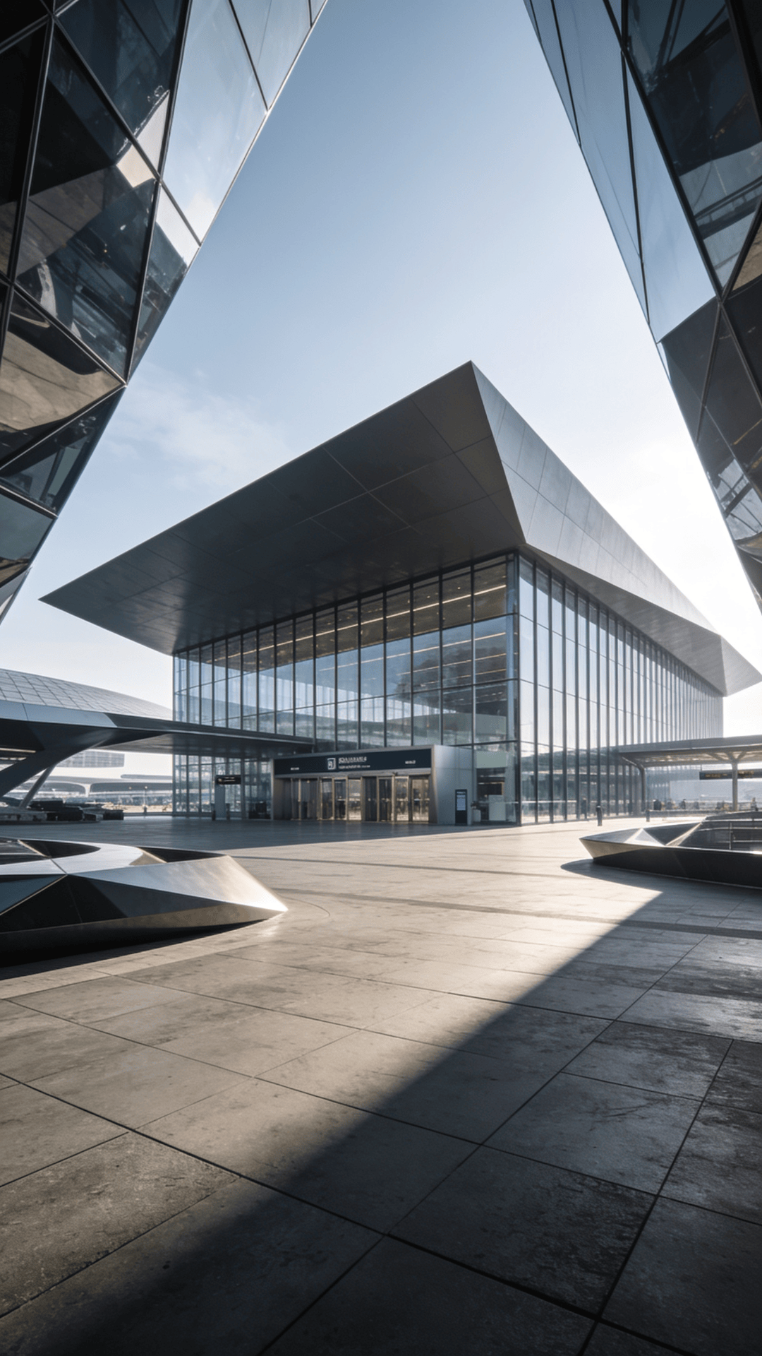 Terminal with Glass Curtain Wall — Urban Plaza
