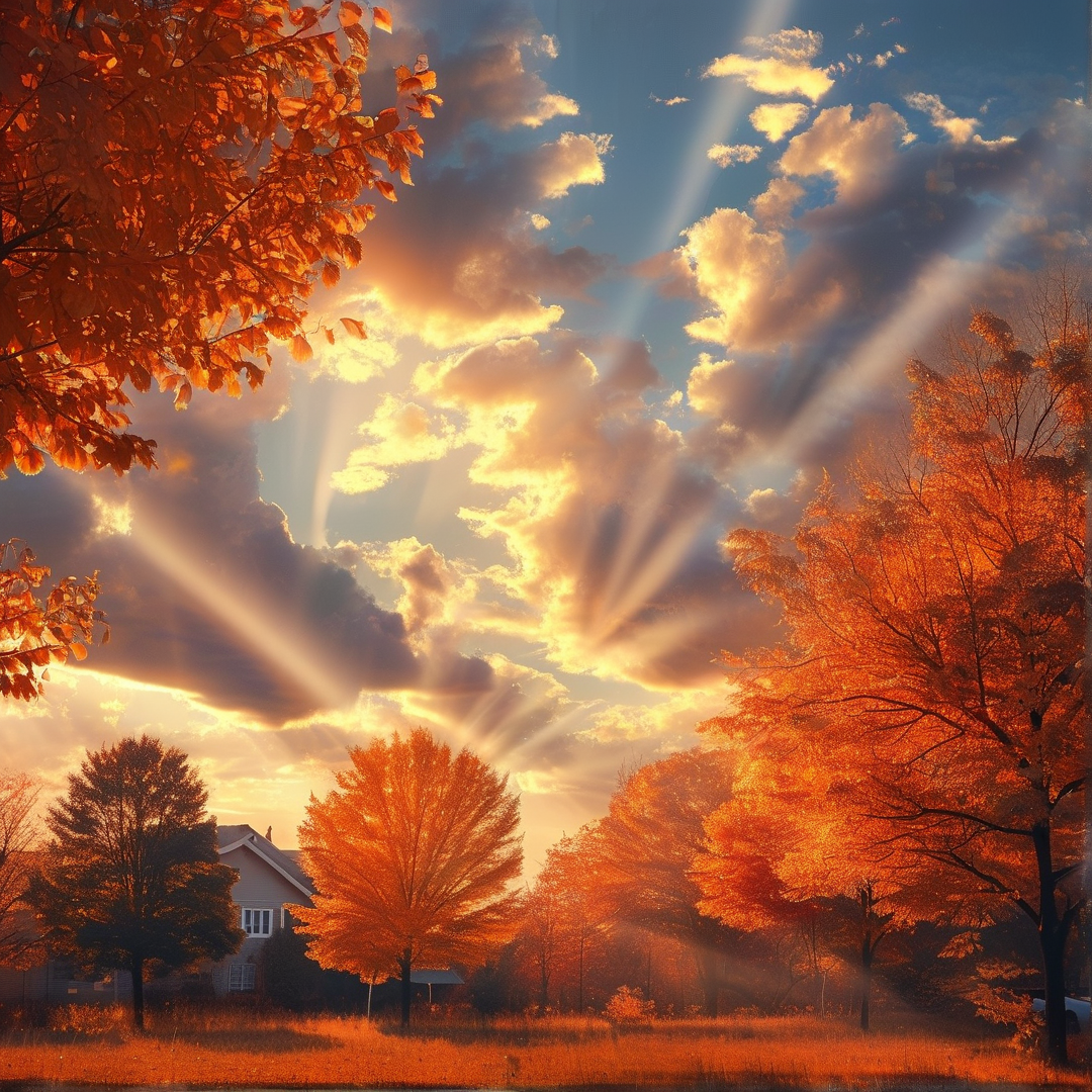 Golden Autumn Sunset Rays