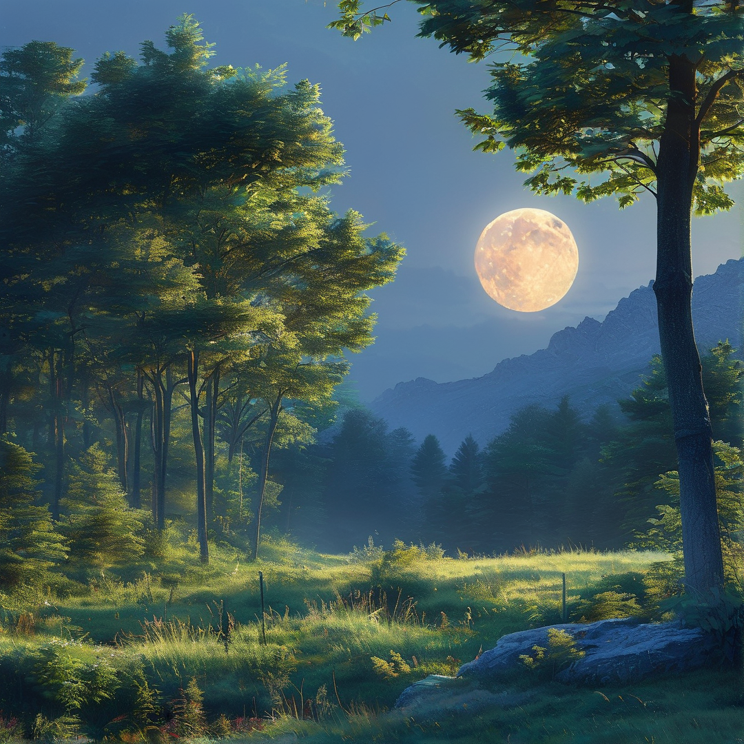 Moonlit Forest Landscape