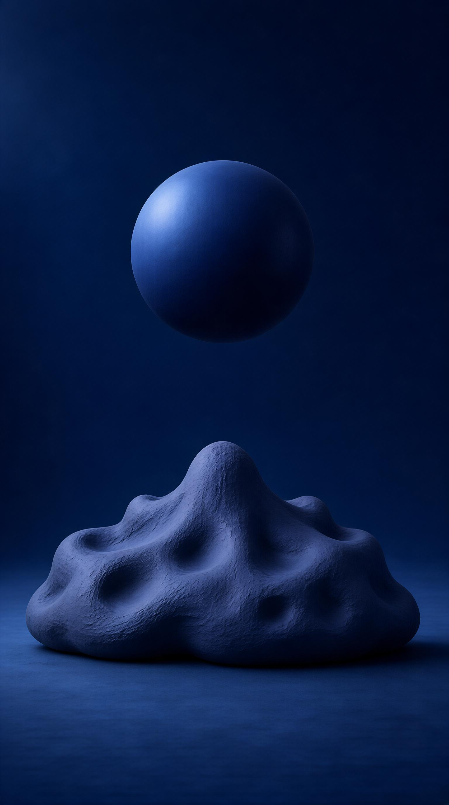 Blue Sphere Above Sculpture