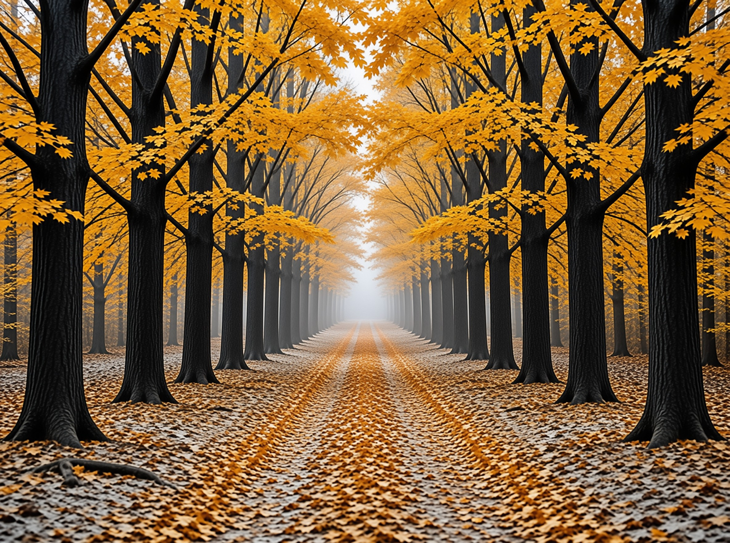 Golden Autumn Maple Avenue Landscape