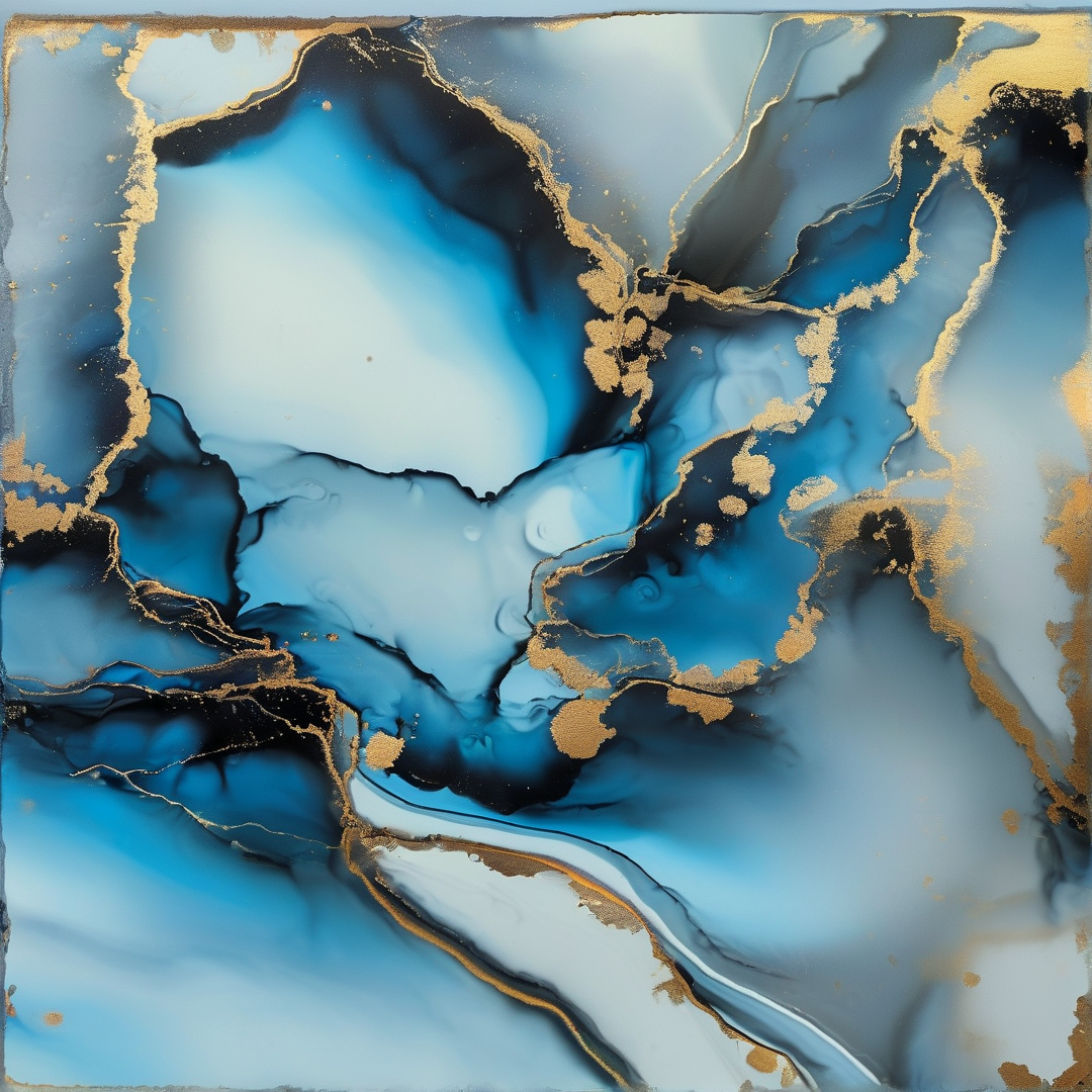 Blue and Gold Abstract Art