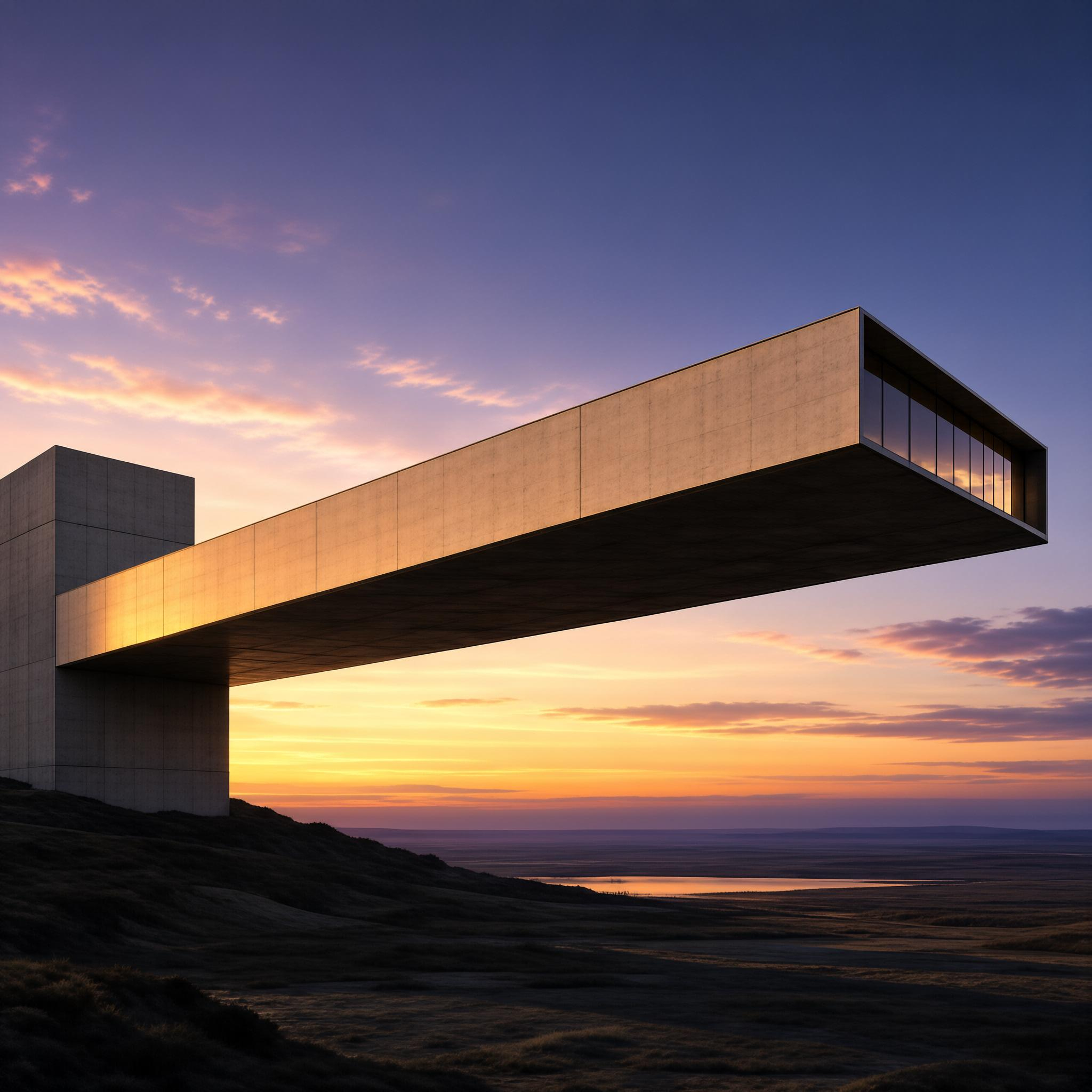 Cantilever House at Sunset