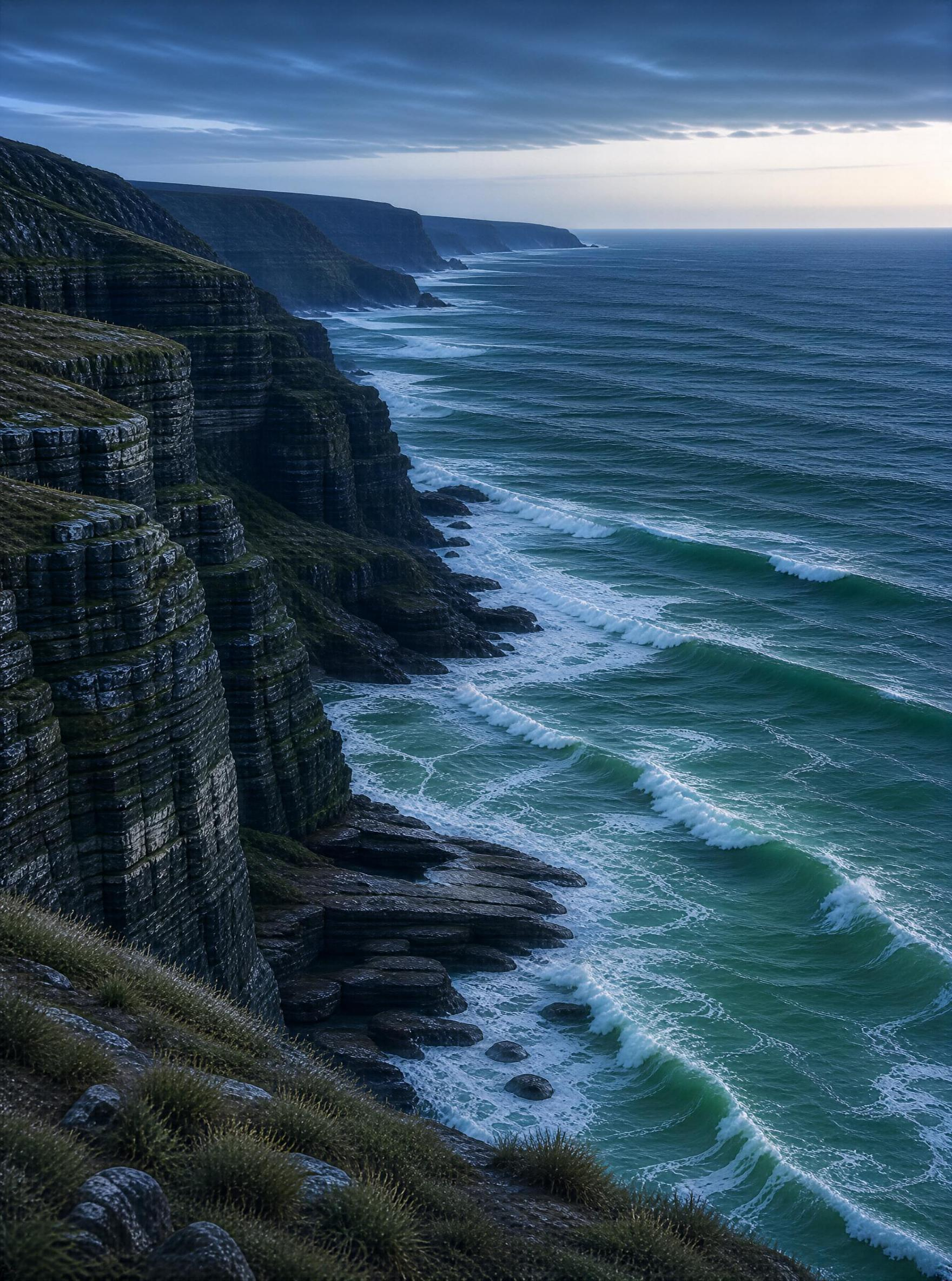 Coastal Cliffs and Waves
