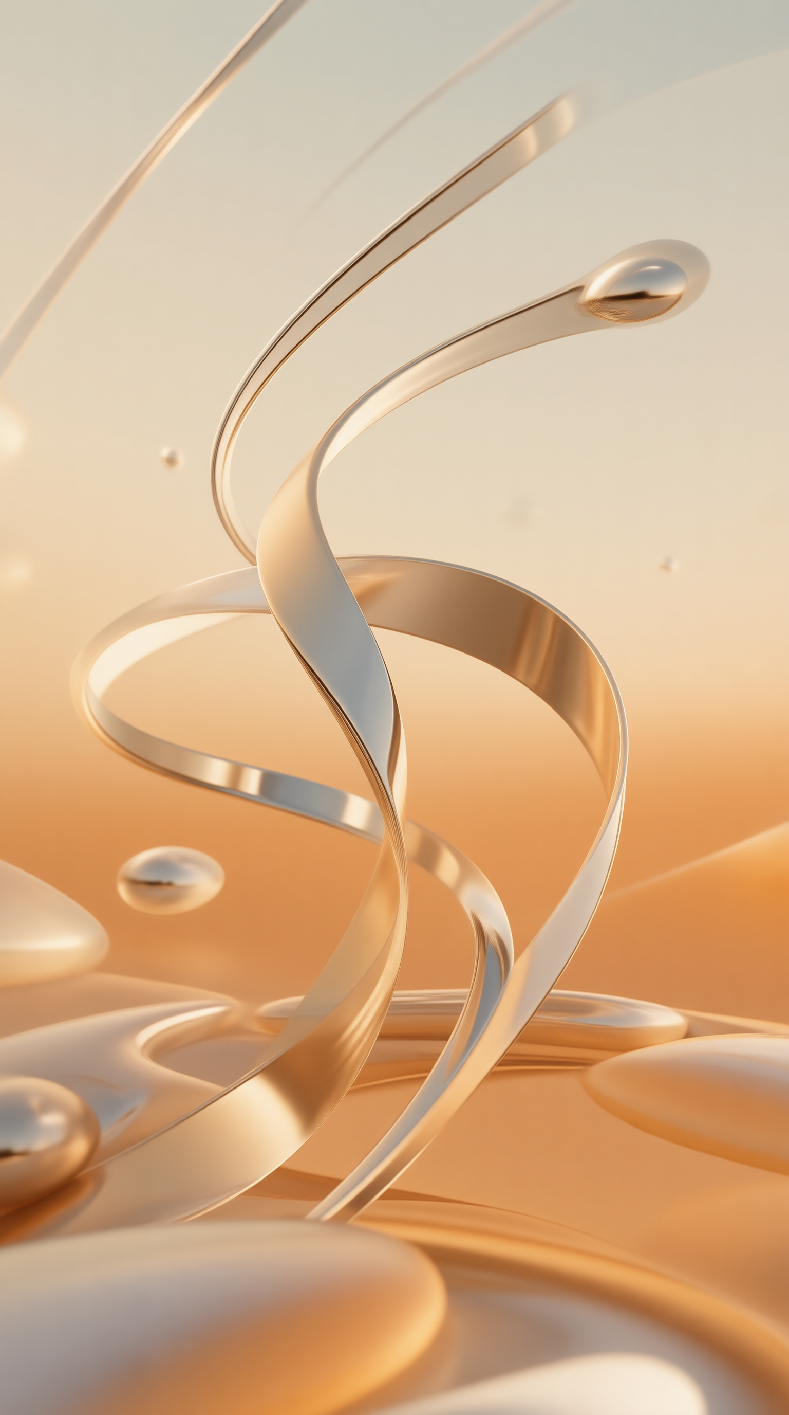 Champagne Metal Ribbon Fluid 3D Study