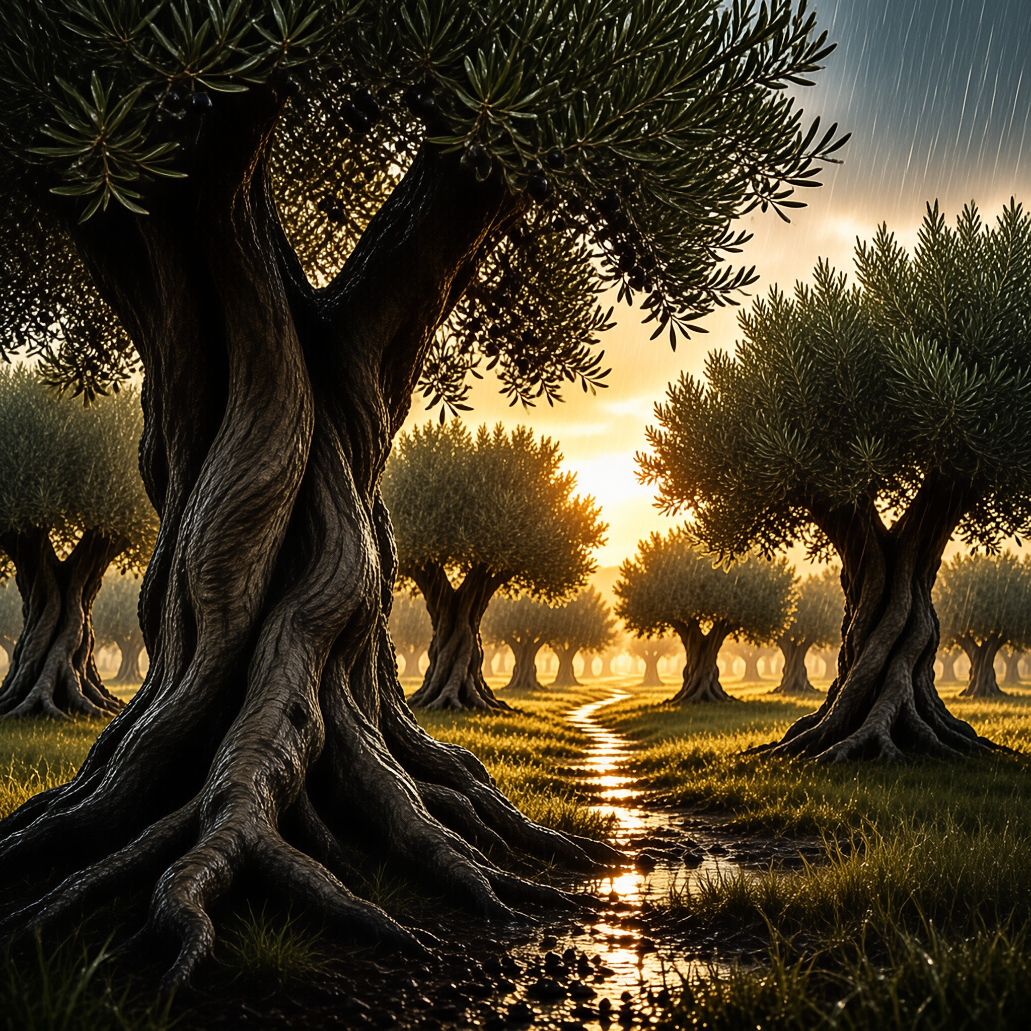 Sunset in Ancient Olive Grove