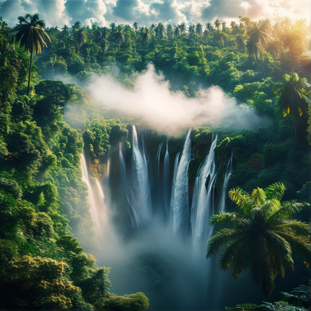 Tropical Misty Waterfall